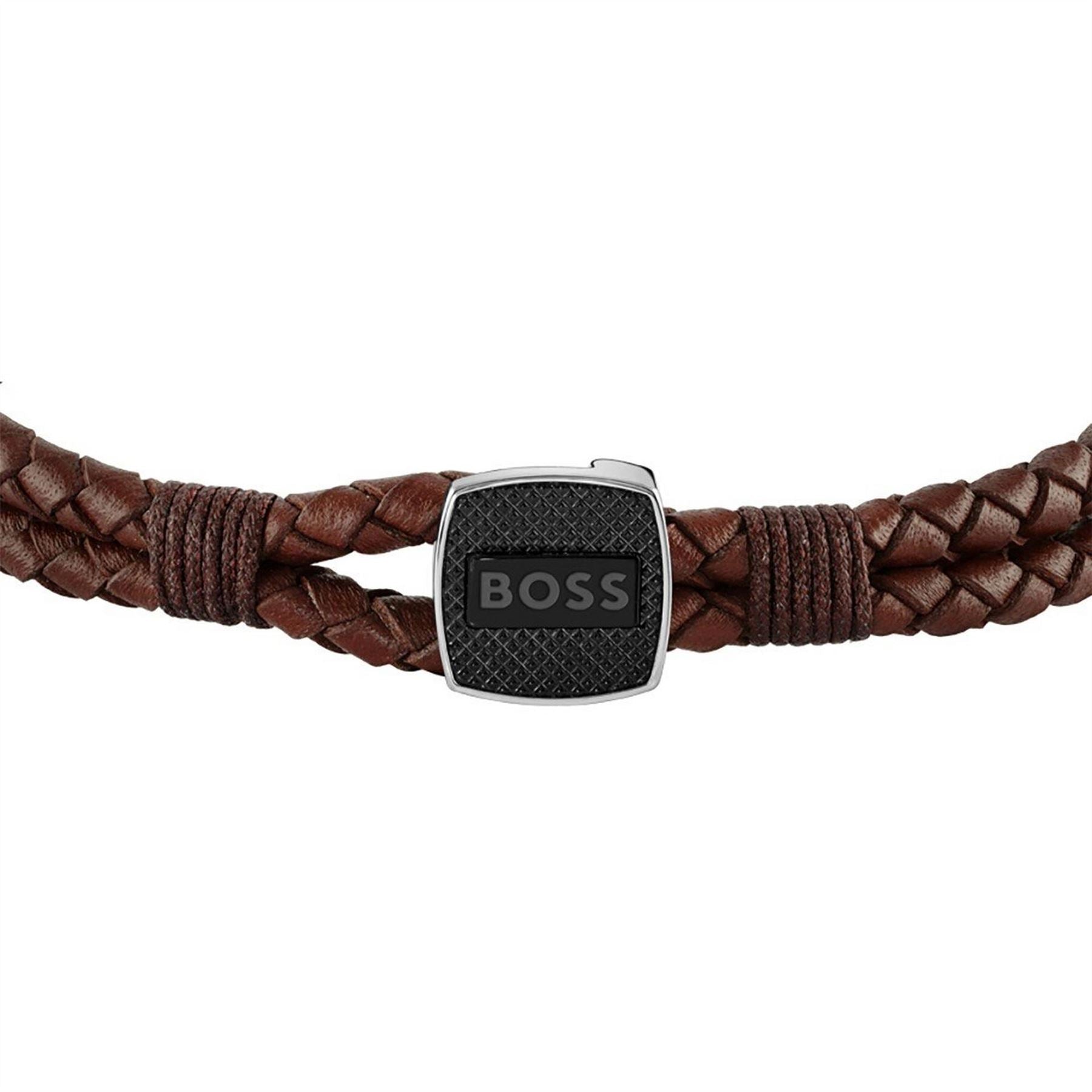Boss Seal Braided Leather Bracelet