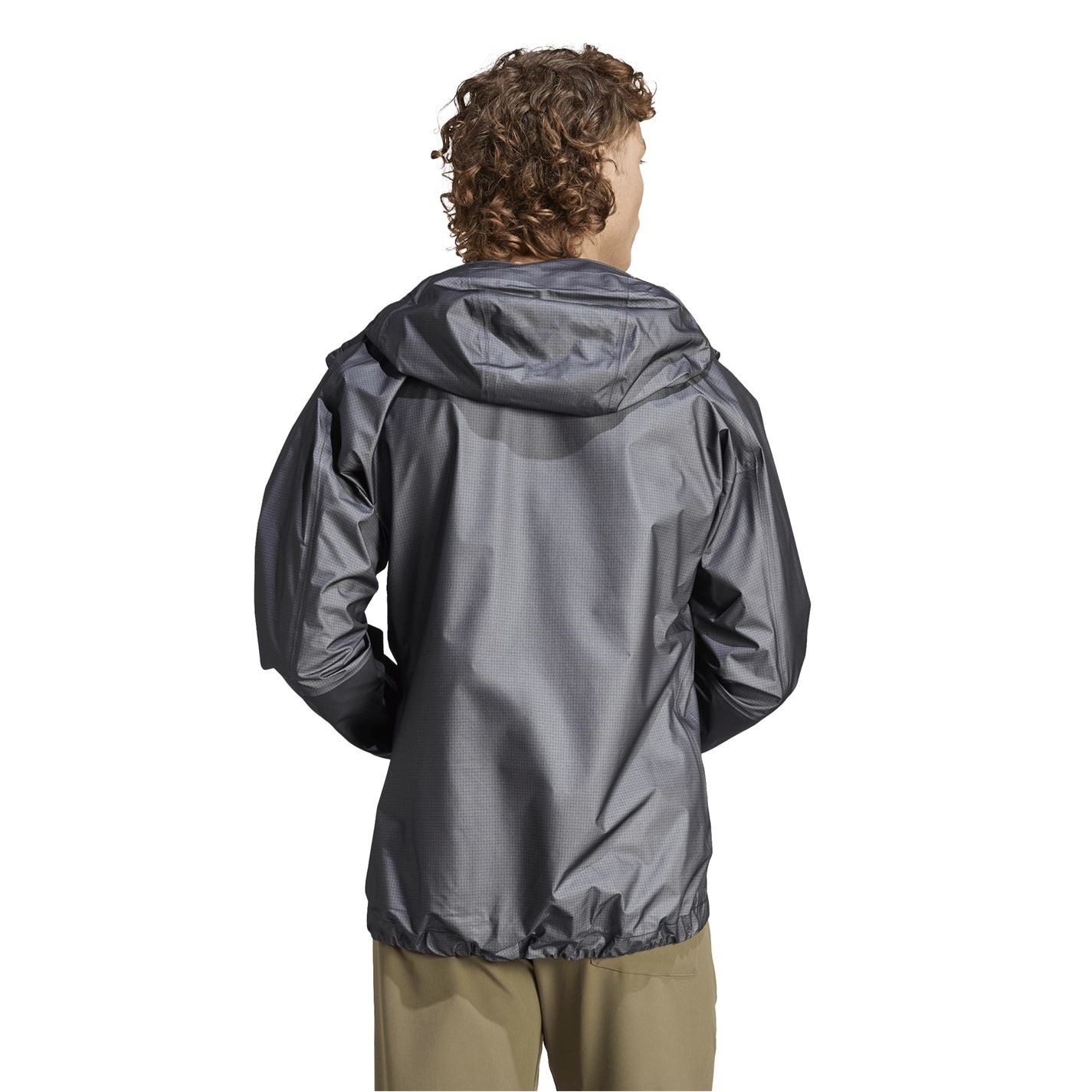 adidas Gore Act Hooded Neck Full Zipper Geometric Patterned Rain Jacket