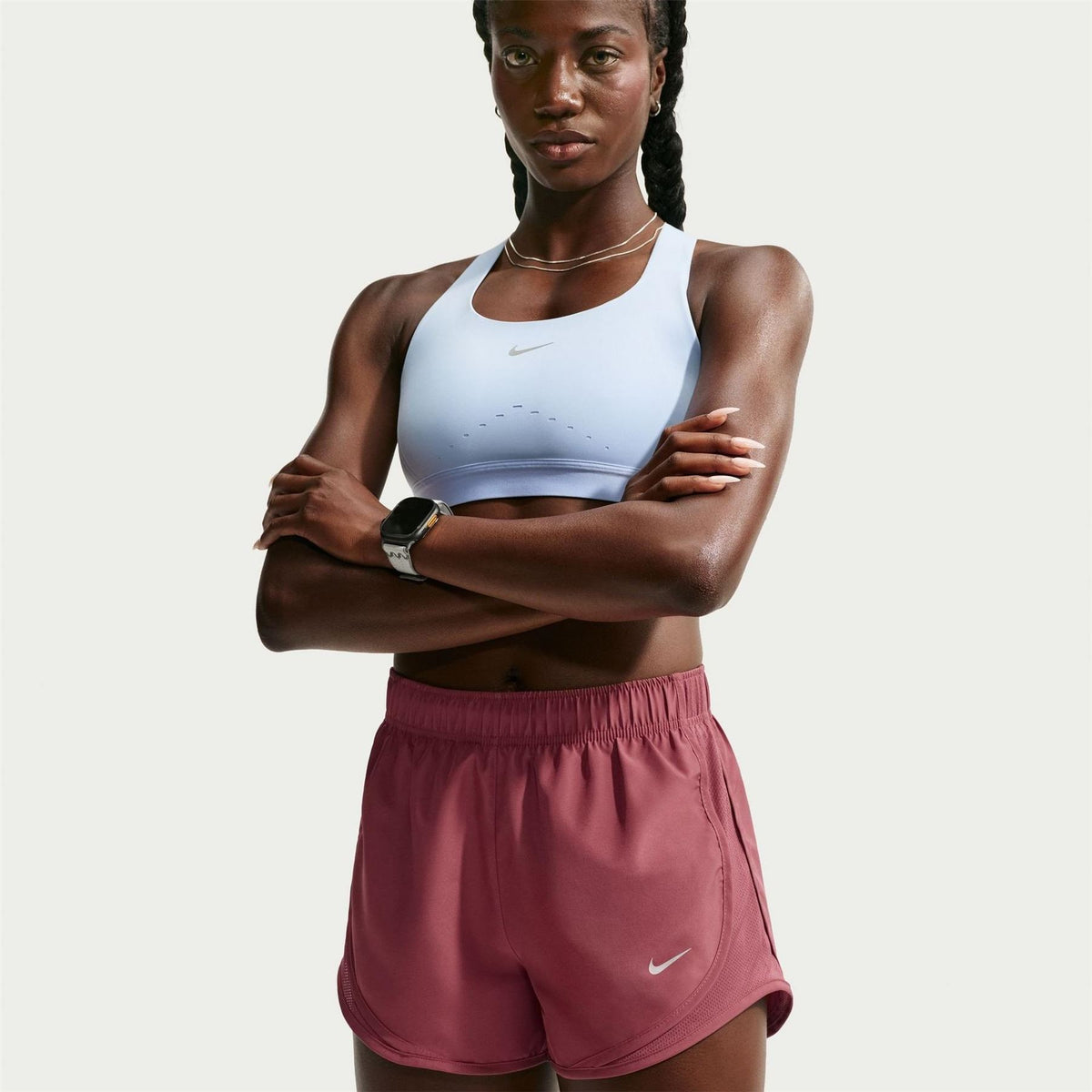 Nike Womens Tempo Dri Fit Mid Rise Brief Lined Running Shorts