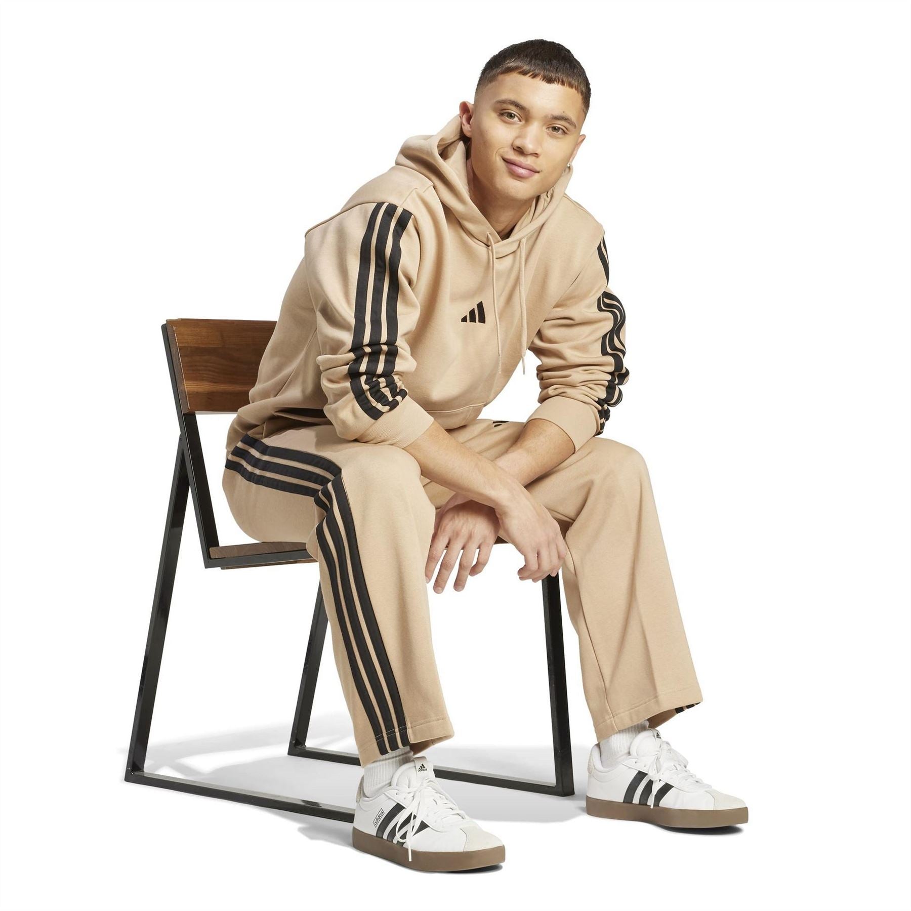 adidas Mens Fleece 3 Stripes Hoodie