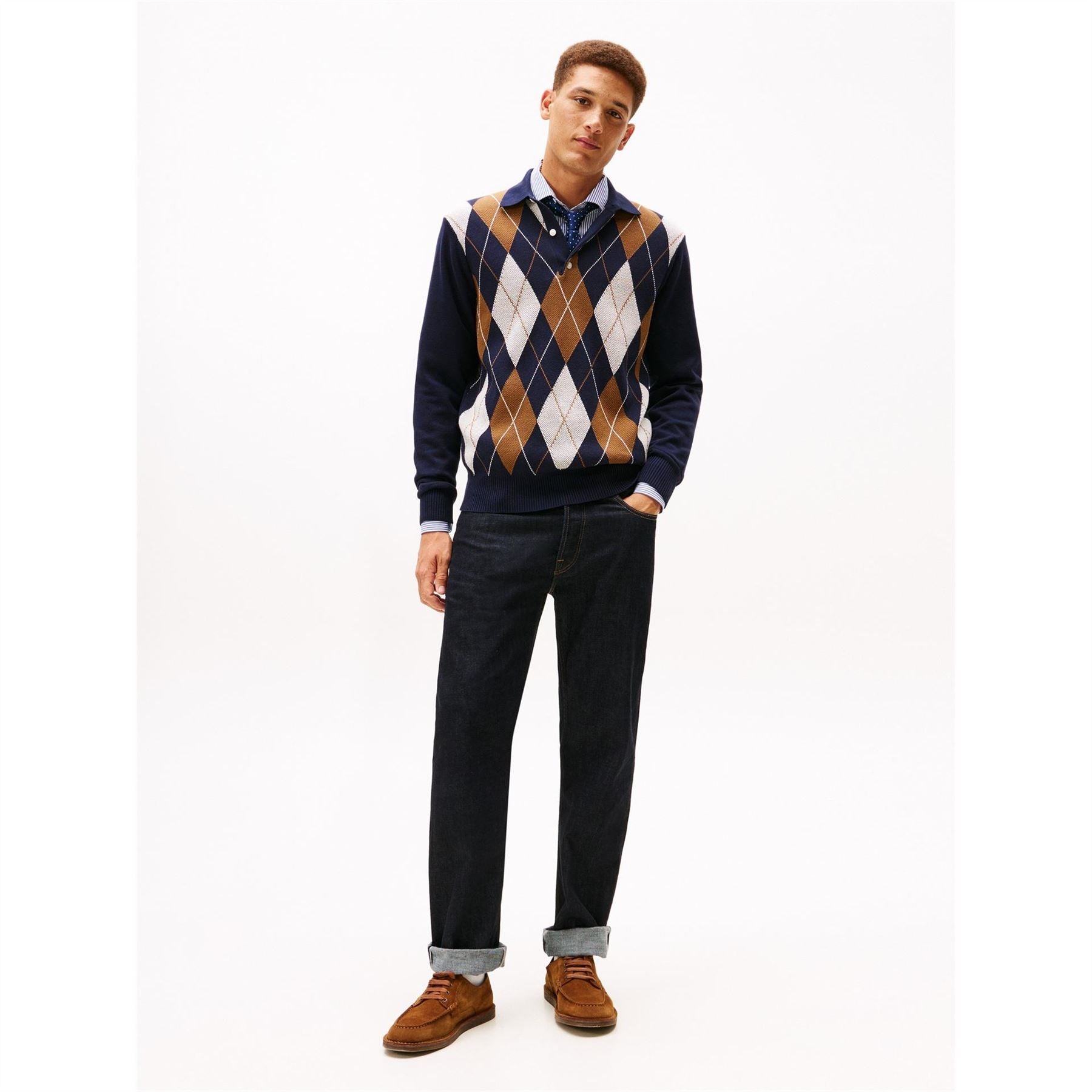 Tommy Hilfiger Argyle Crew Neck Long Sleeve Sweater