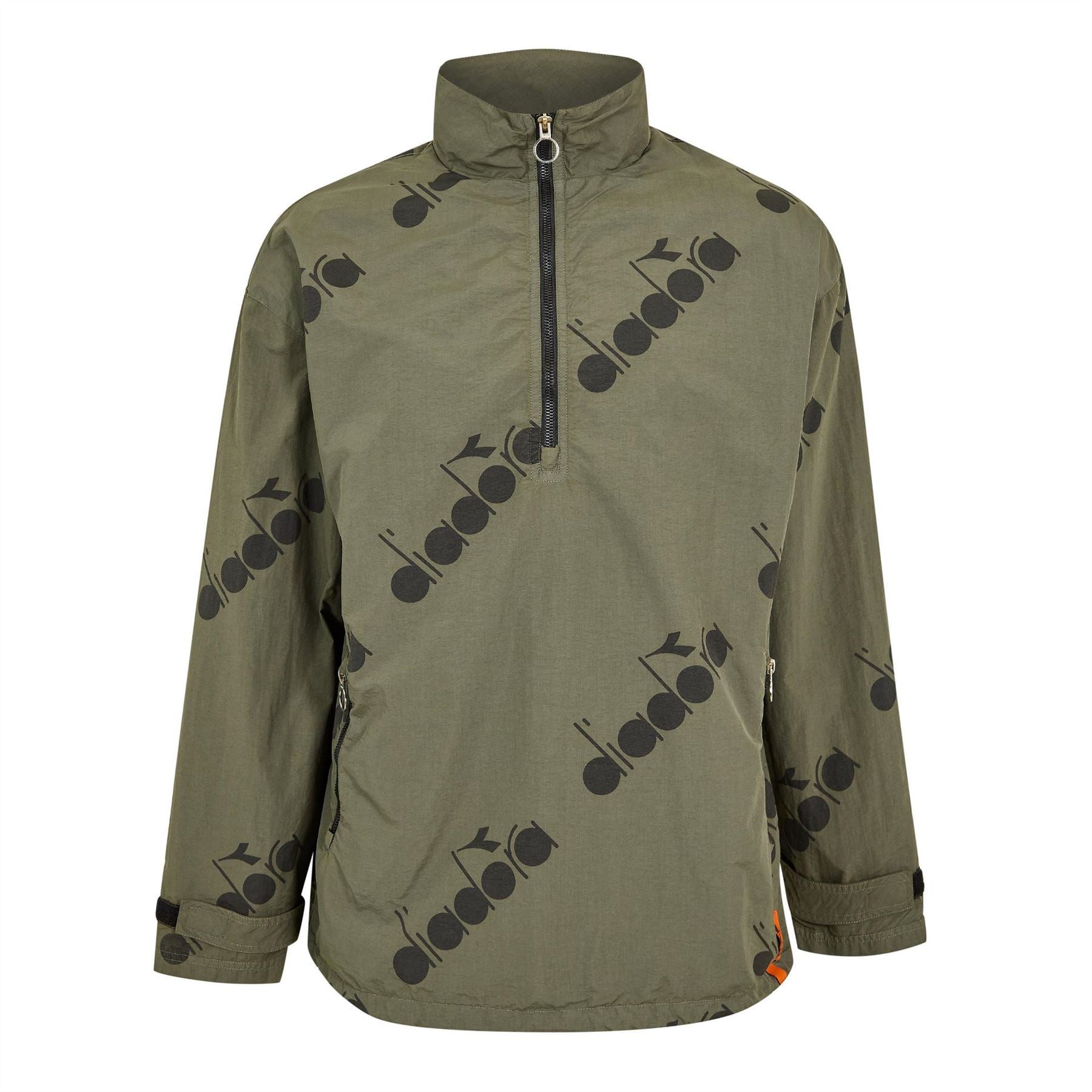 Diadora Lacoste Lettering Zip Neck High Collar Athletic Top