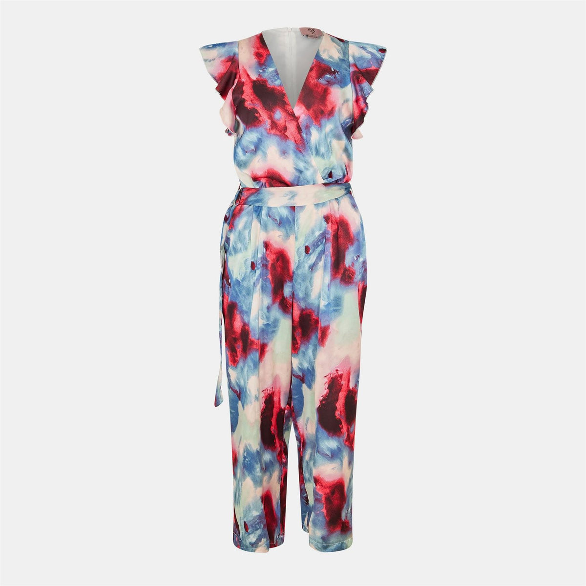 AX Paris Print Wrap Top Belted Jumpsuit