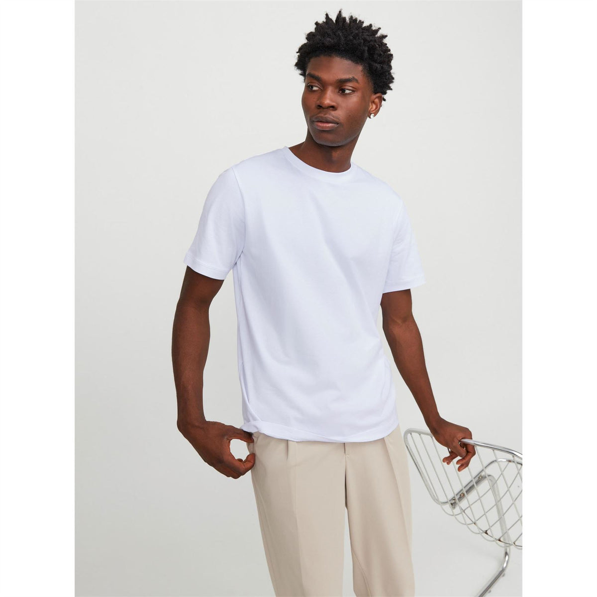 Jack and Jones Crew Neck Ribbed Collar Short Sleeve Jersey T-Shirt