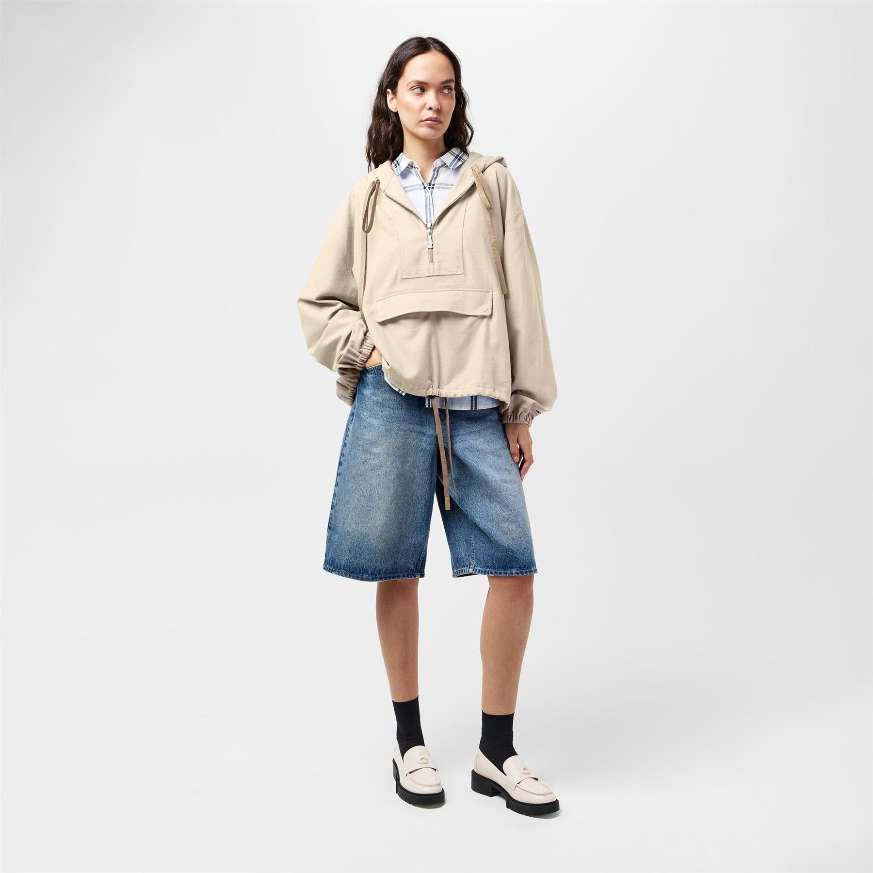 Lacoste Cropped Relaxed Fit Hooded Sweatshirt