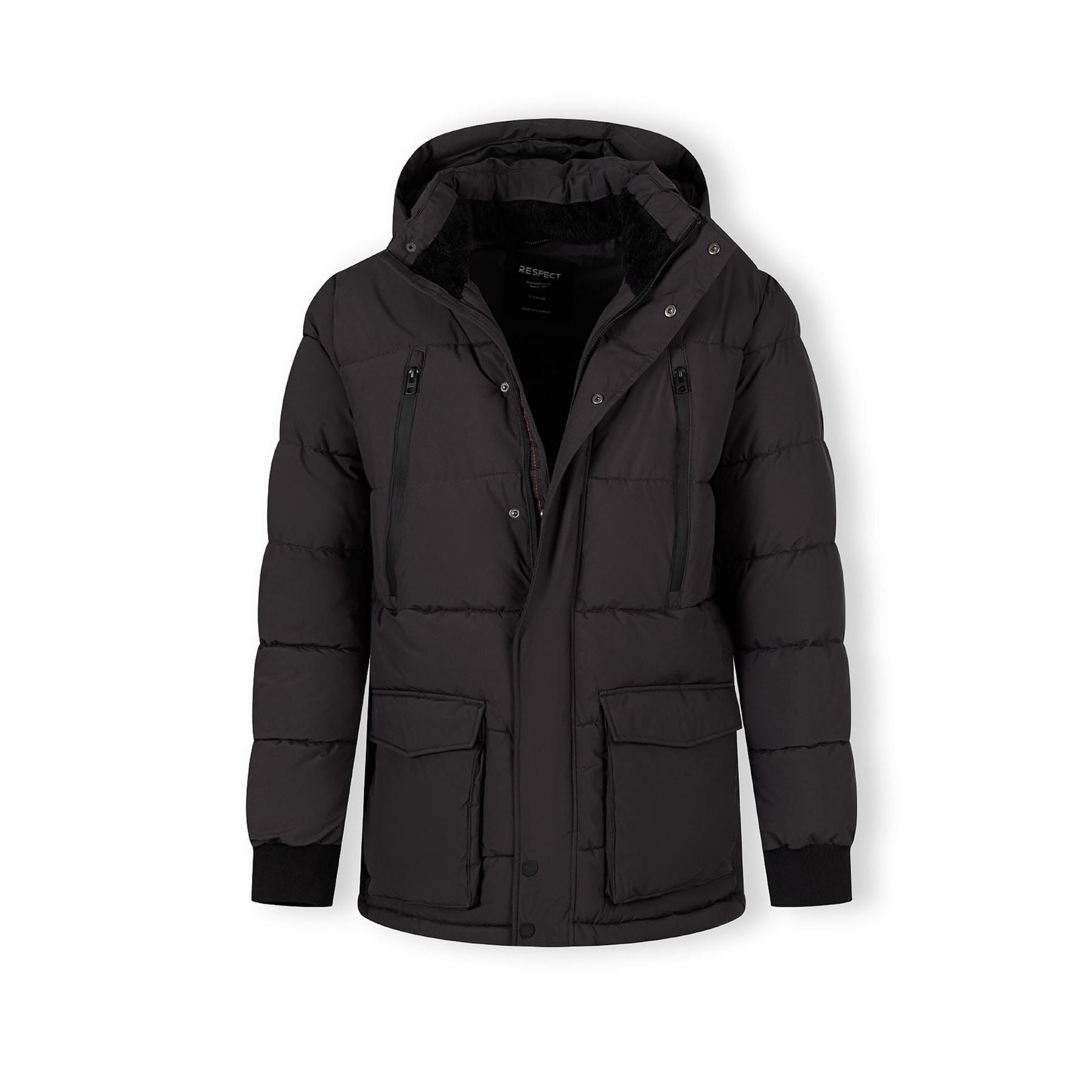 Minoti Men Long Jacket With Fleece Lining And Waterproof Zip Pockets Grey