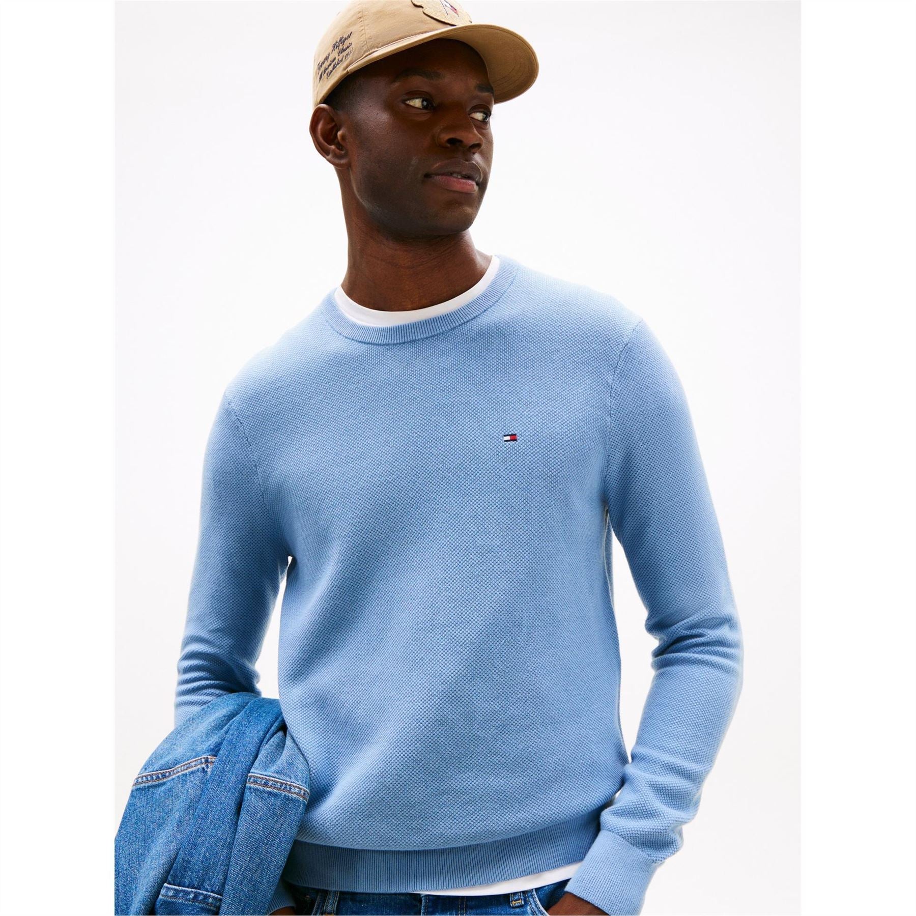 Tommy Hilfiger Crew Neck Ribbed Collar Long Sleeve Sweater