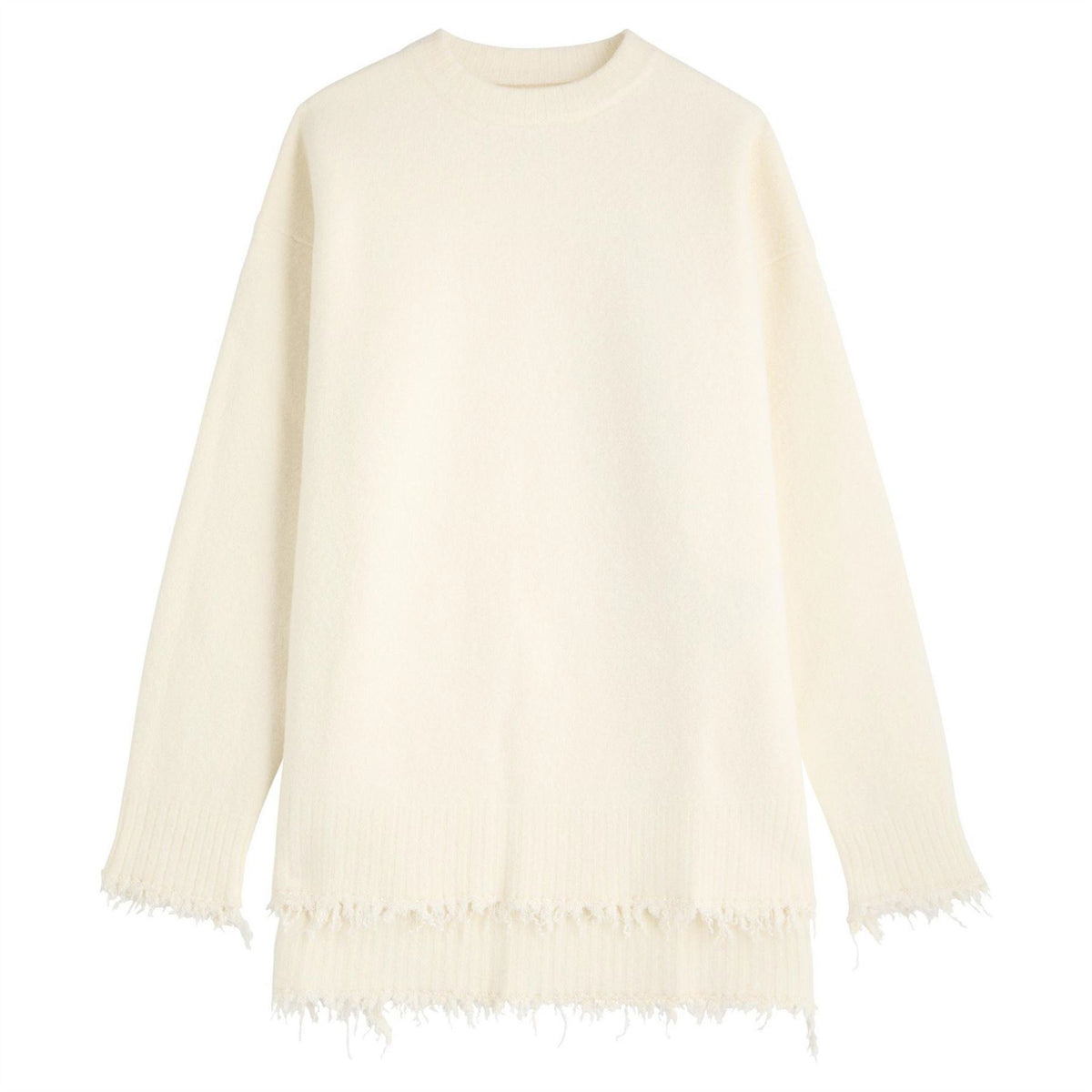 Jil Sander Frayed Wool Crew Neck