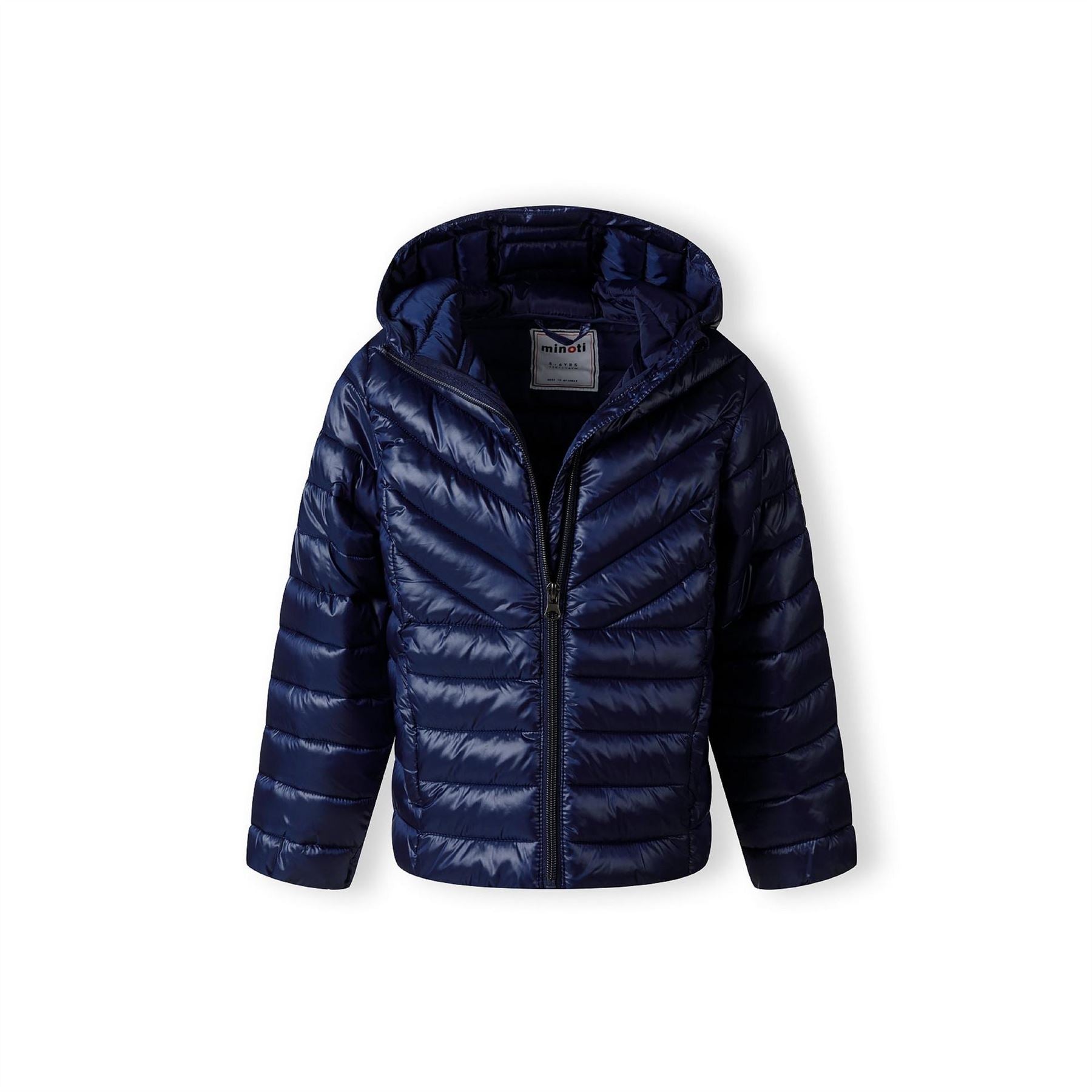 Minoti Girls Quilted Hooded Jacket With Zip Navy