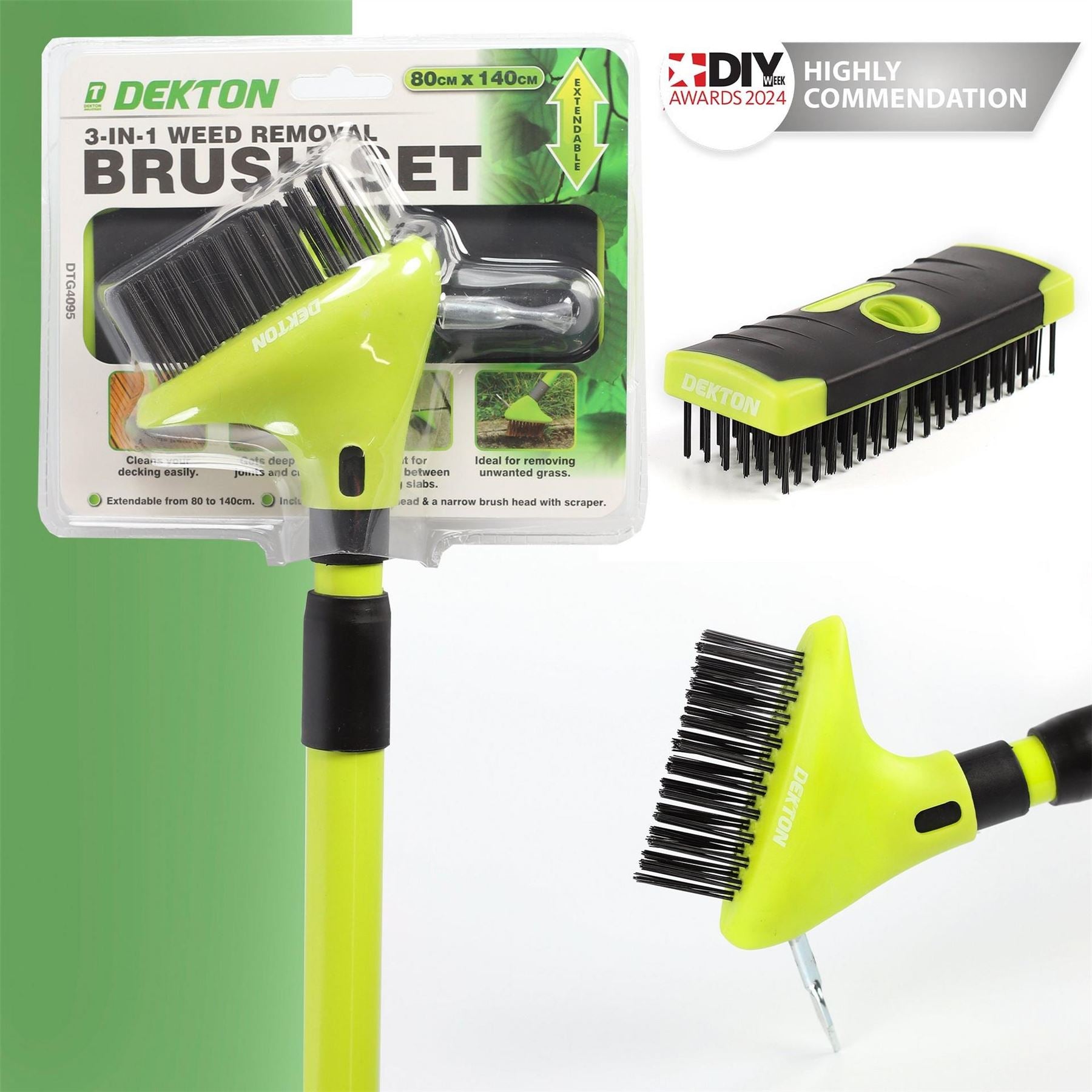 Dekton In 1 Telescopic Weed Removal Brush Set