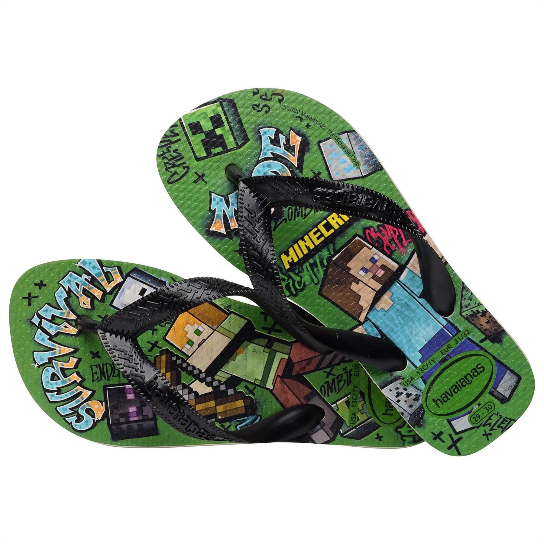 Havaianas Womens Hav. Kids Minecraft Beige 35 36 Flip Flops