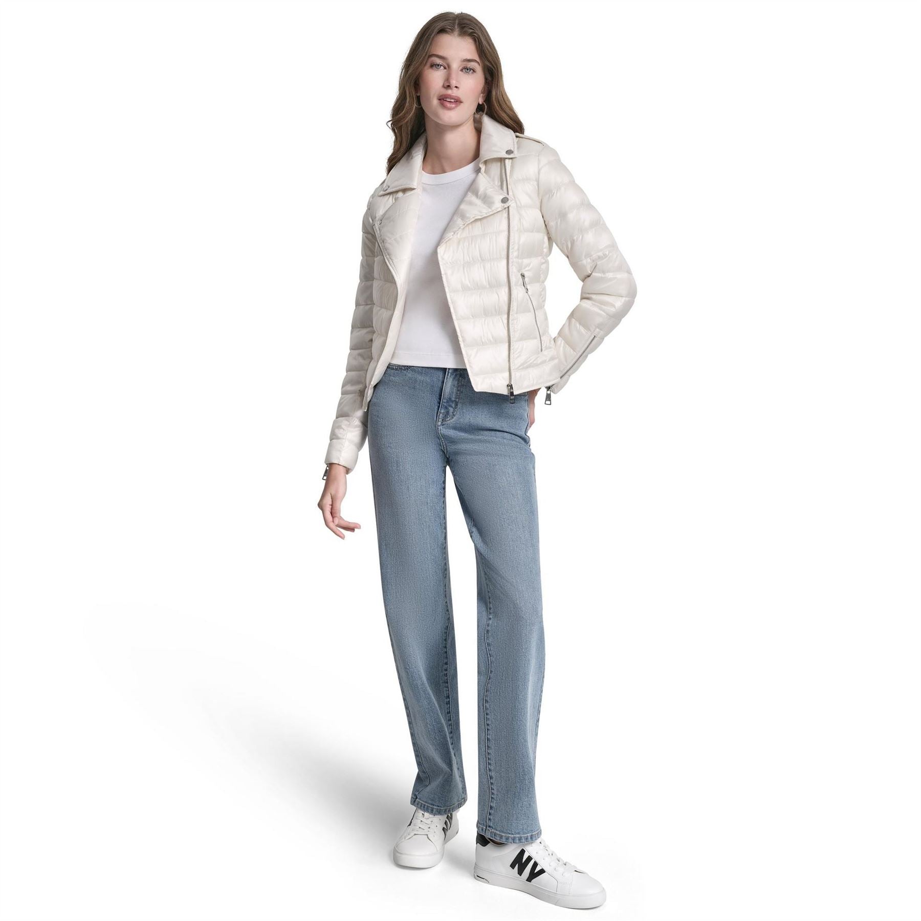 DKNY Jeans Moto Style Light Weight Puffer Jacket