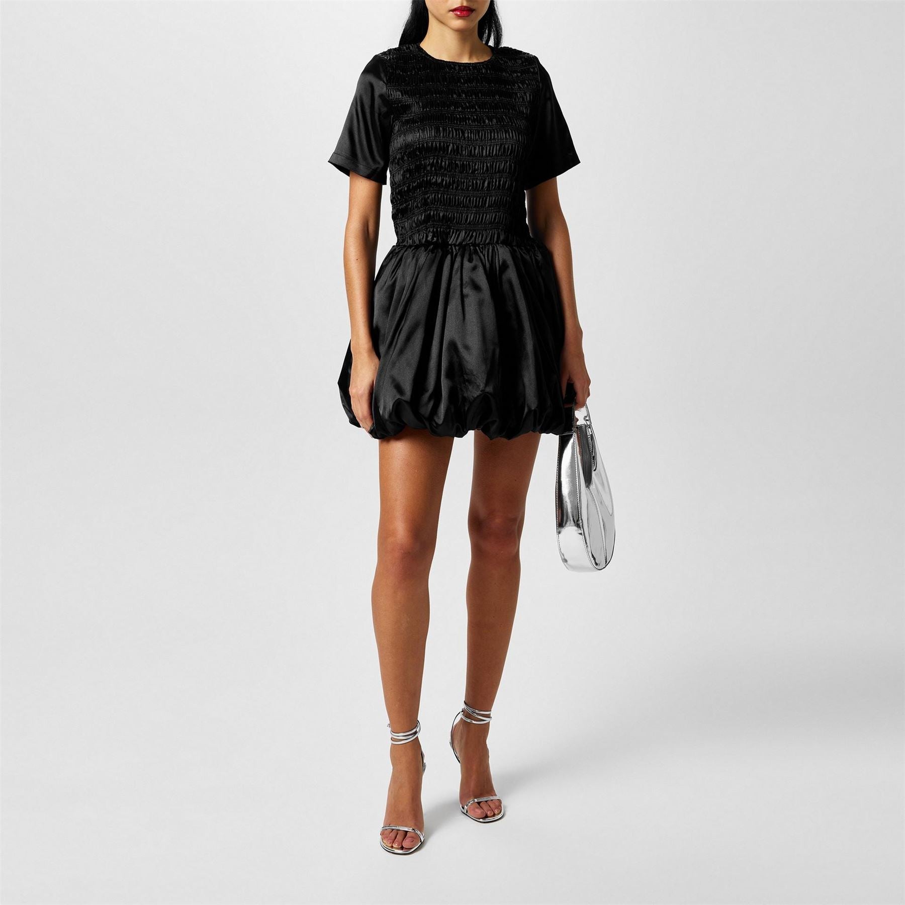 AmyLynn Eleanor Shirred Mini Peplum Dress
