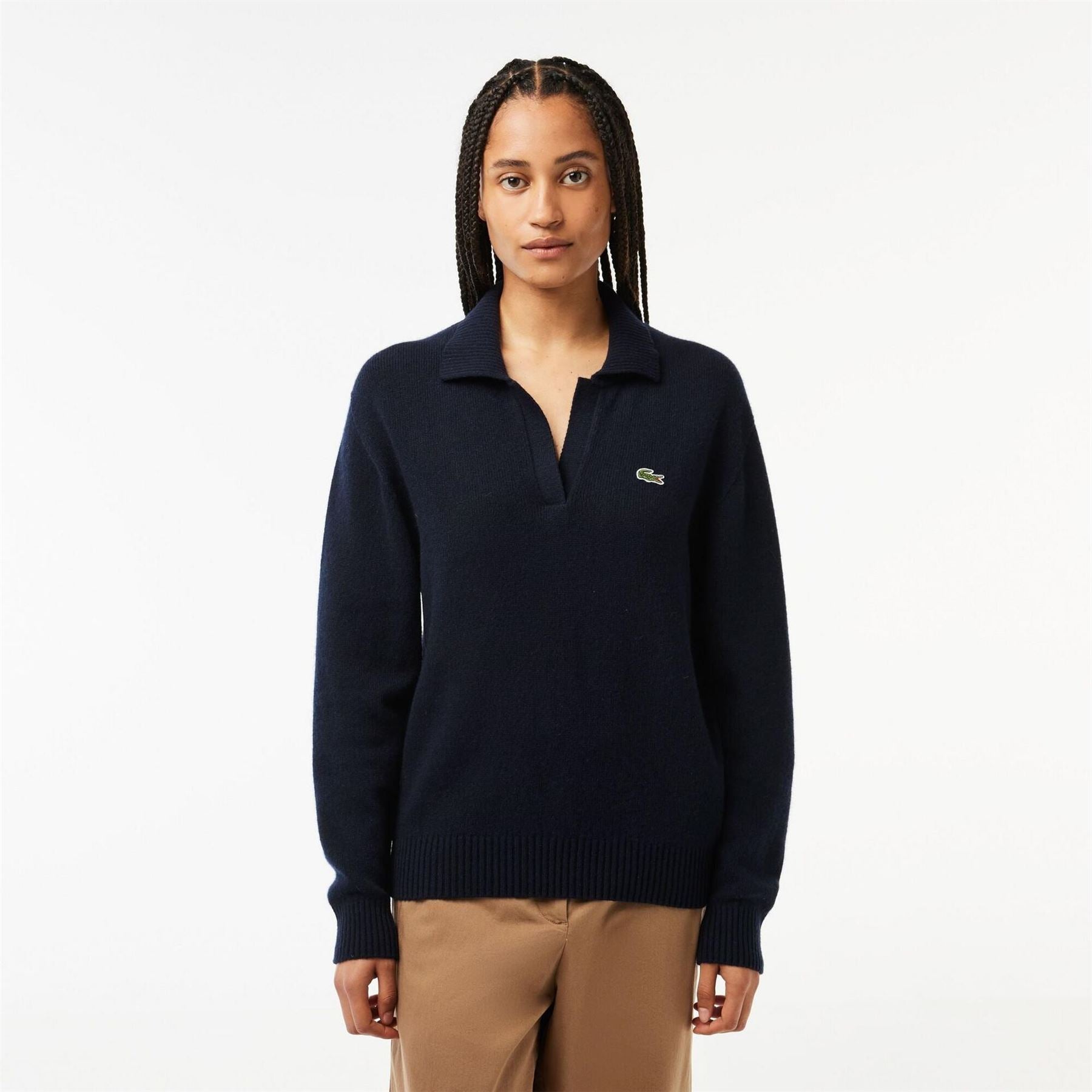 Lacoste Crocodile Logo Collared Neck Long Sleeve Sweater