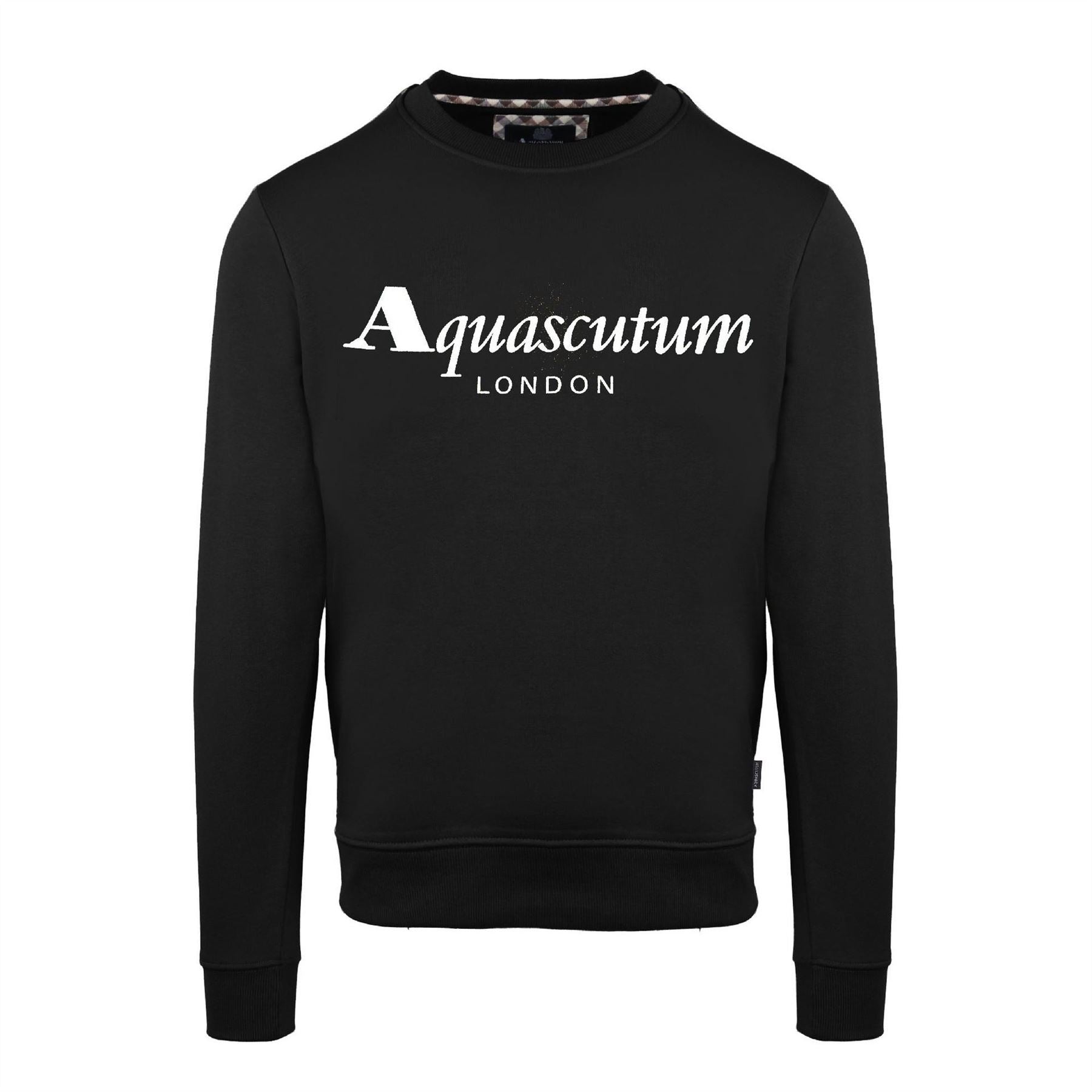 Aquascutum Crew Neck Ribbed Collar Long Sleeve Sweatshirt