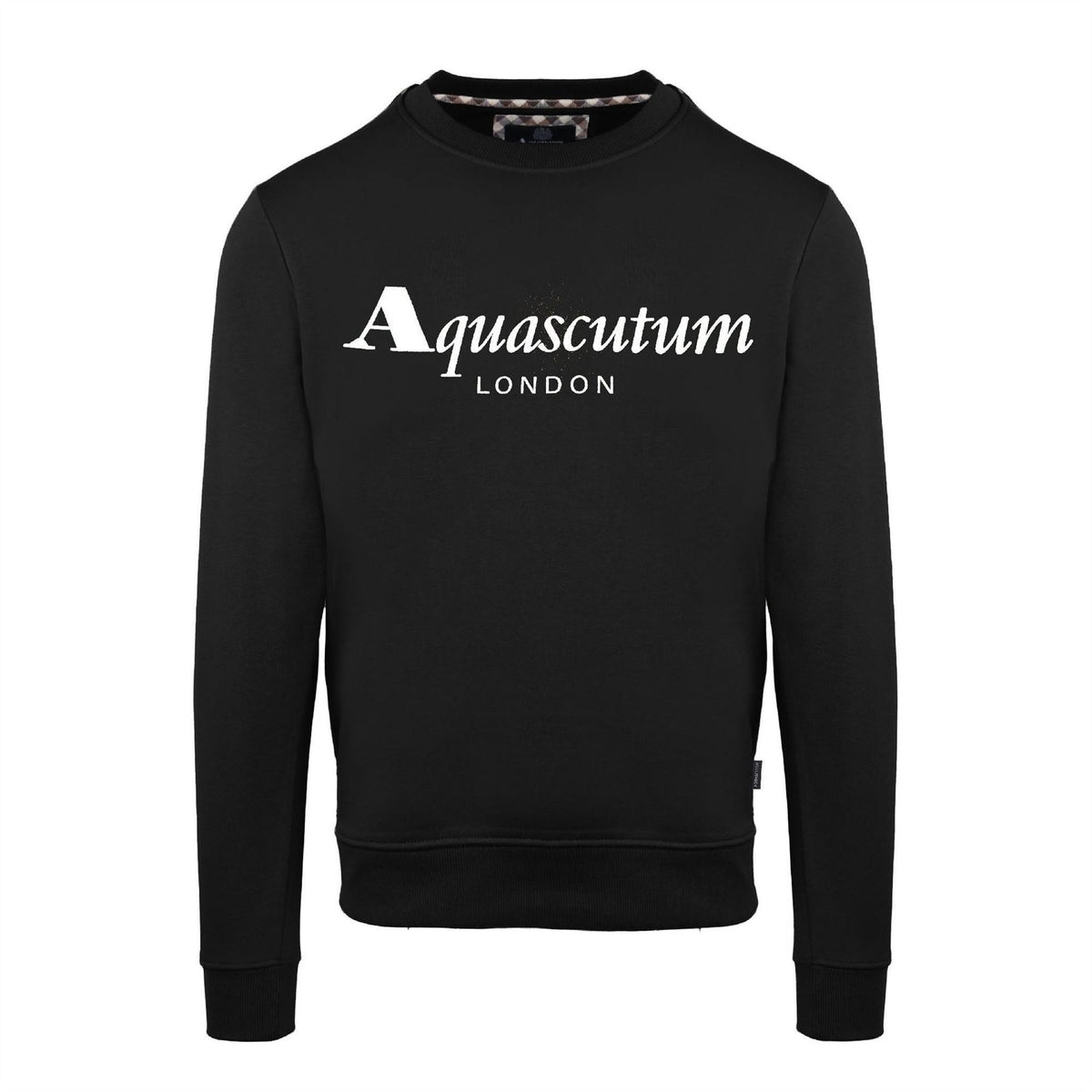 Aquascutum Crew Neck Ribbed Collar Long Sleeve Sweatshirt