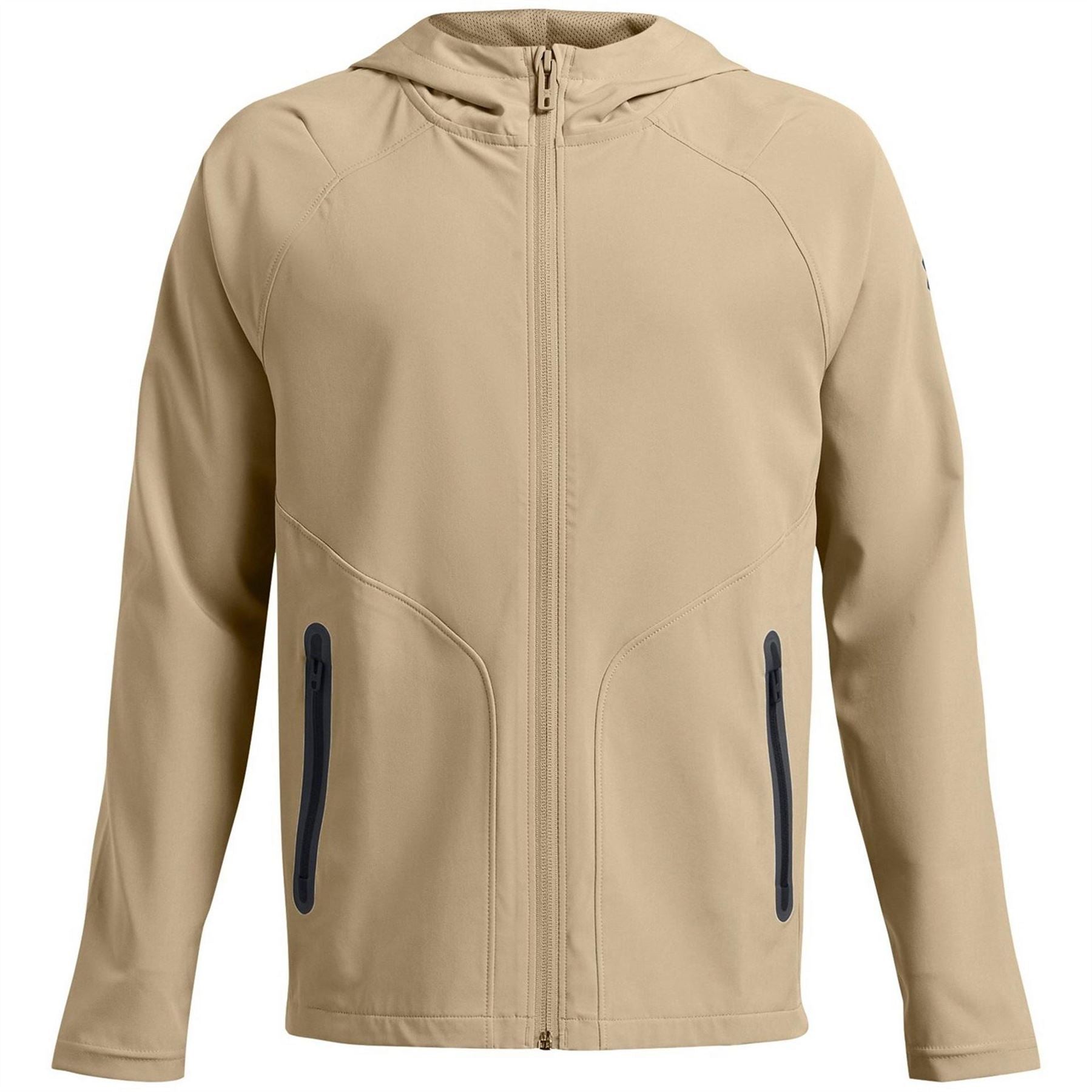 Under Armour Solid Patterned Hooded Full Zipper Fleece Jacket