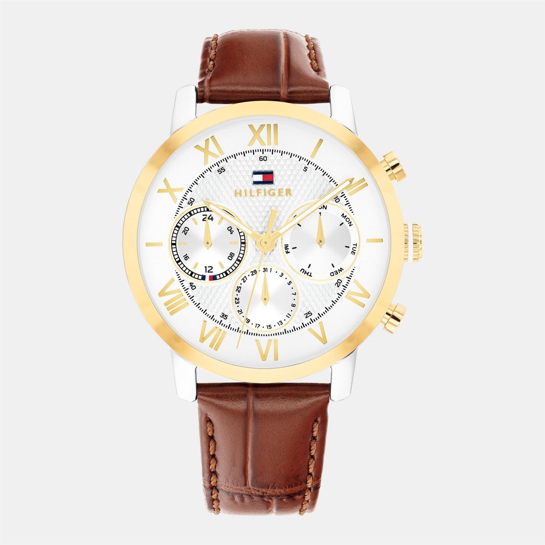 Tommy Hilfiger Hilfiger Mens Brown Leather Strap Watch