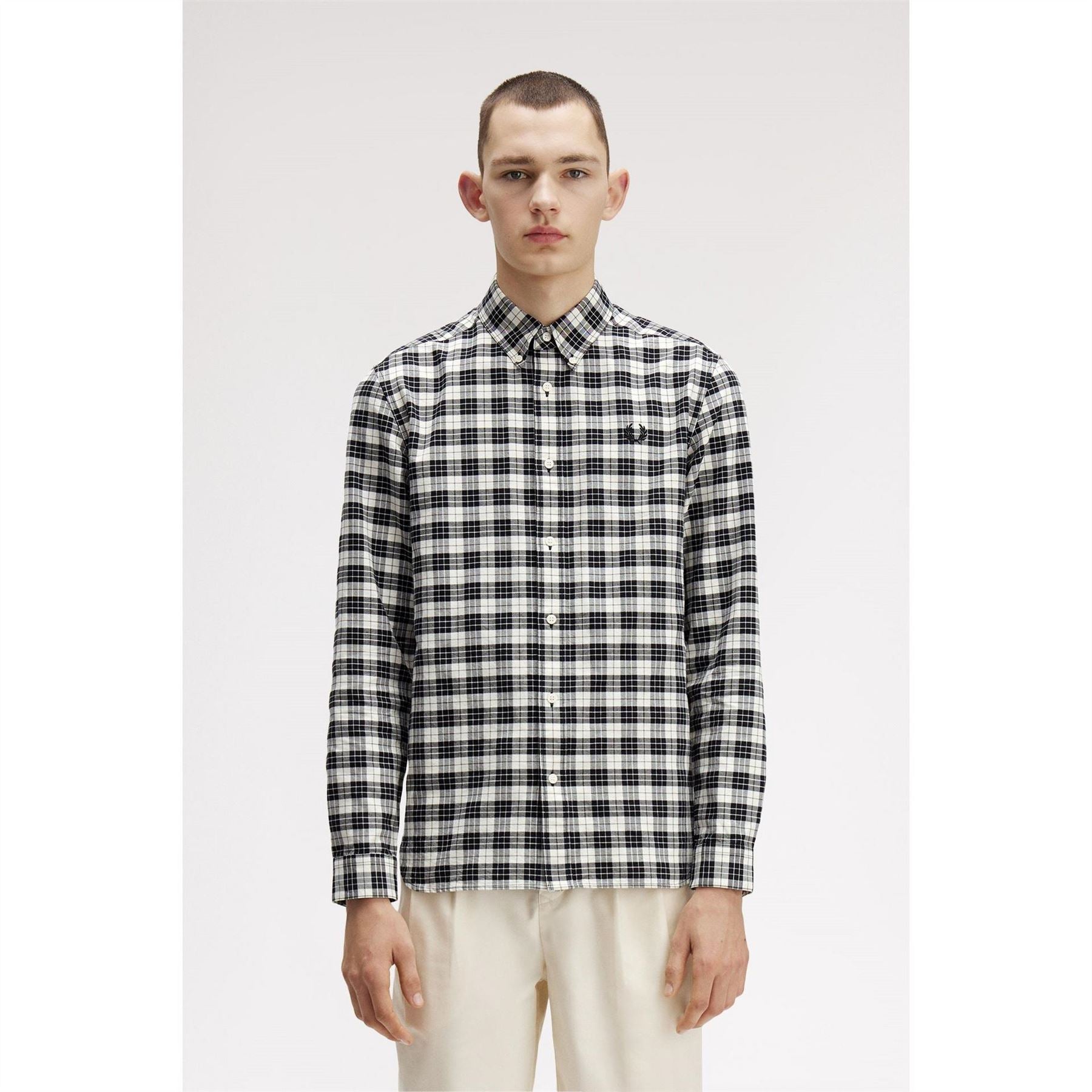Fred Perry Tartan Long Sleeve Oxford Shirt