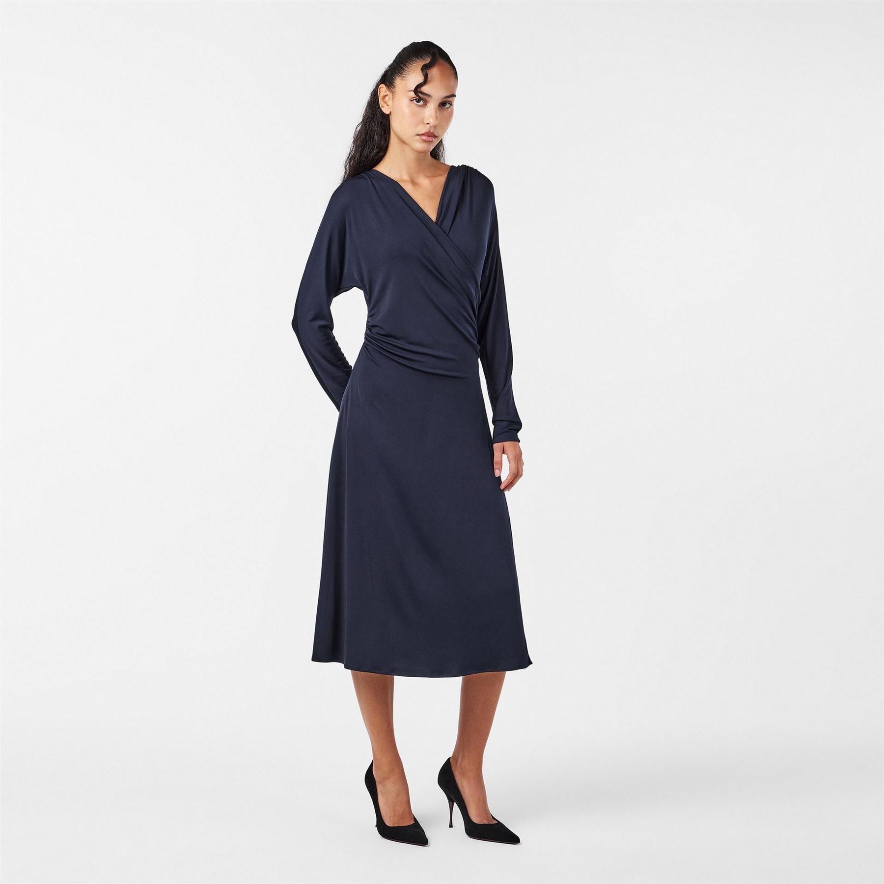 Boss Ettita V-Neck Long Sleeve Midi Wrap Dress