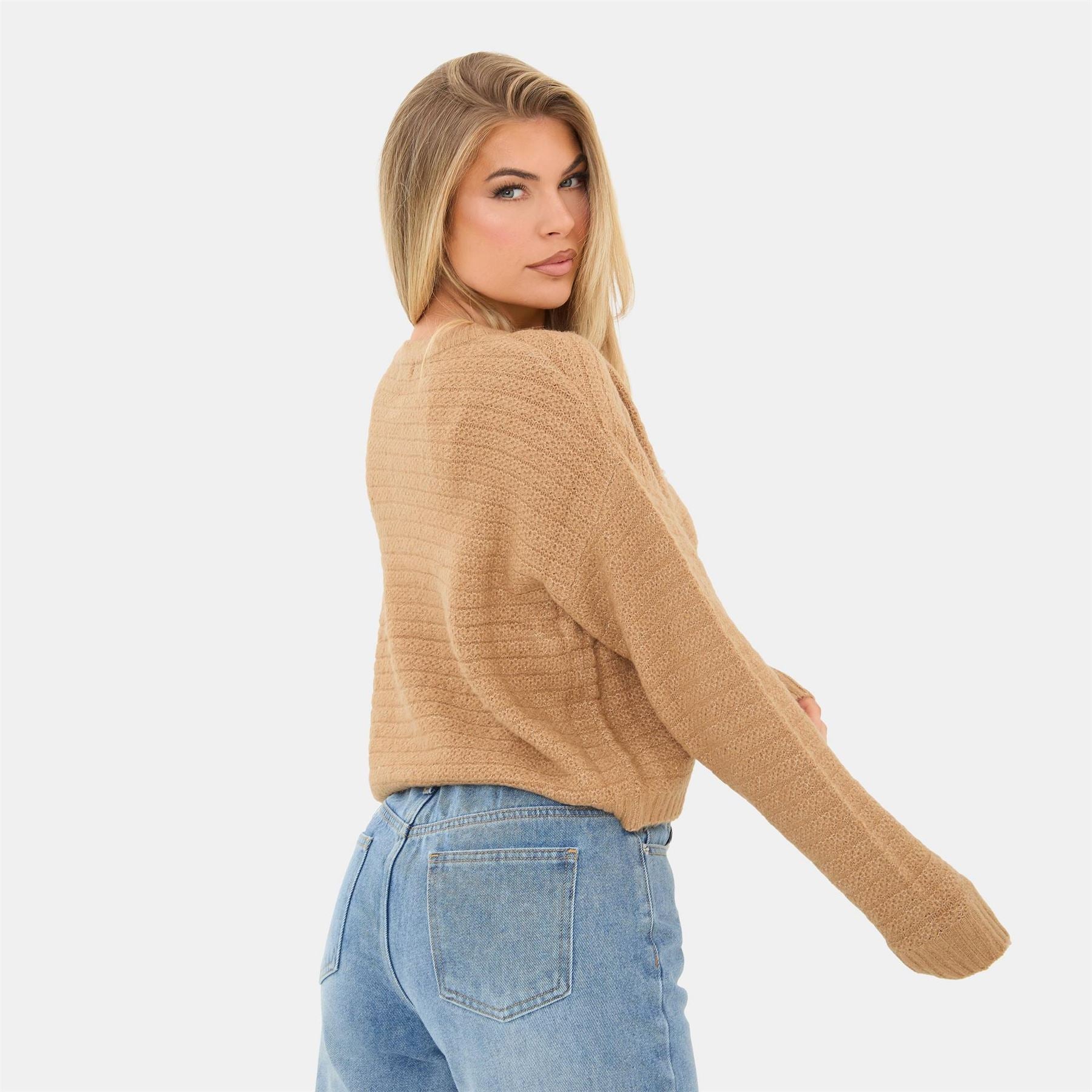I Saw It First Button Placket Crew Neck Long Sleeve Cardigan