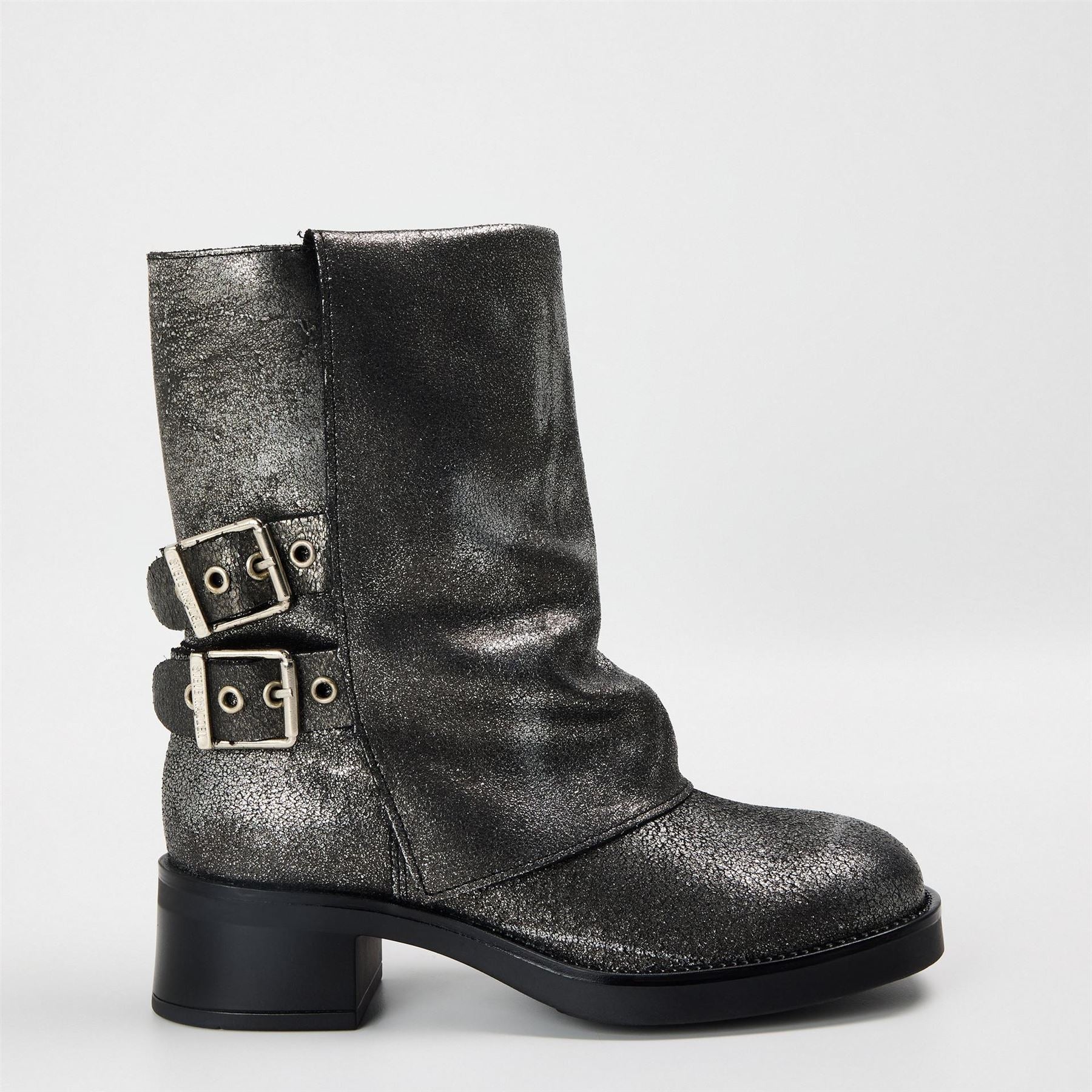 Steve Madden Bonfire Metallic Ankle Boots with Block Heel