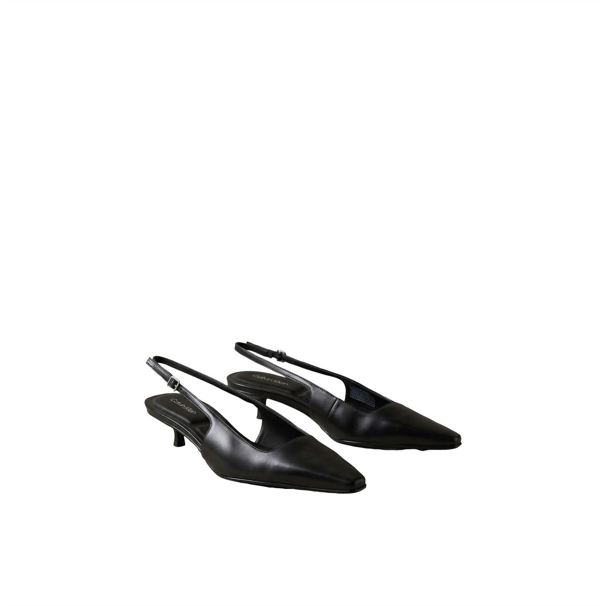 Calvin Klein Leather Kitten Heel Square Toe Mules