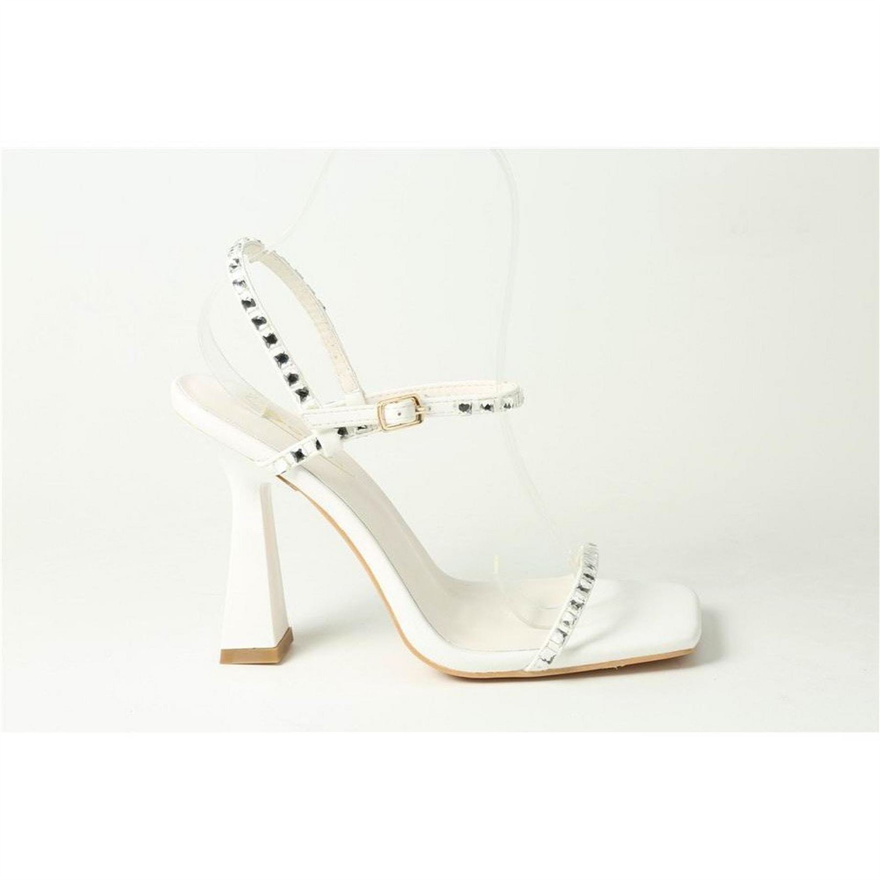 Chic Diamante Strap High Heel Flared Sandals