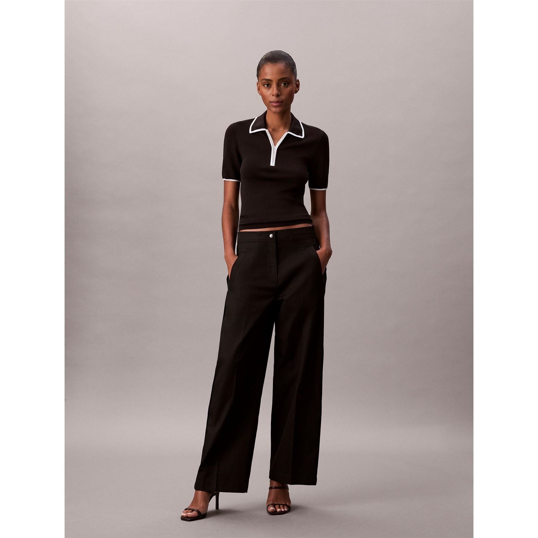 Calvin Klein Jeans Wide Leg Solid Patterned Trousers