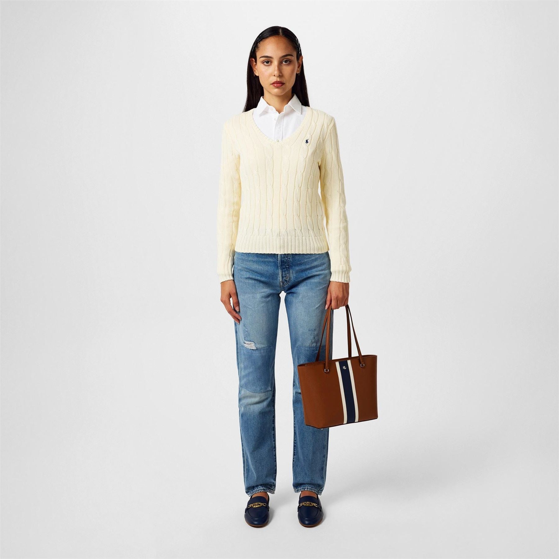 Polo Ralph Lauren Cable Knit V Neck Jumper