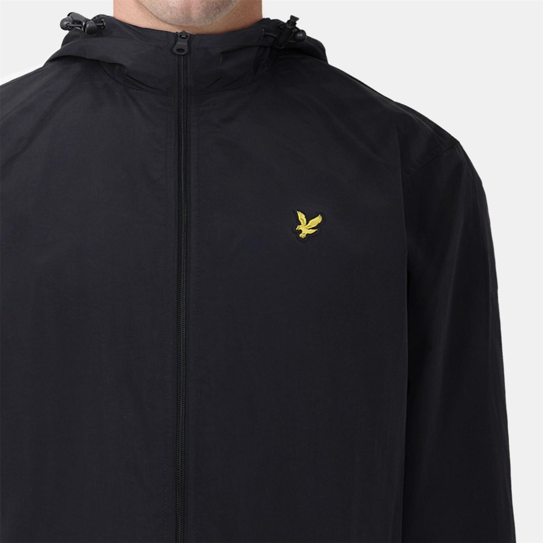 Lyle and Scott Zip Through Cotton Wind Resistant Long Sleeve Hooded Rain Anorak