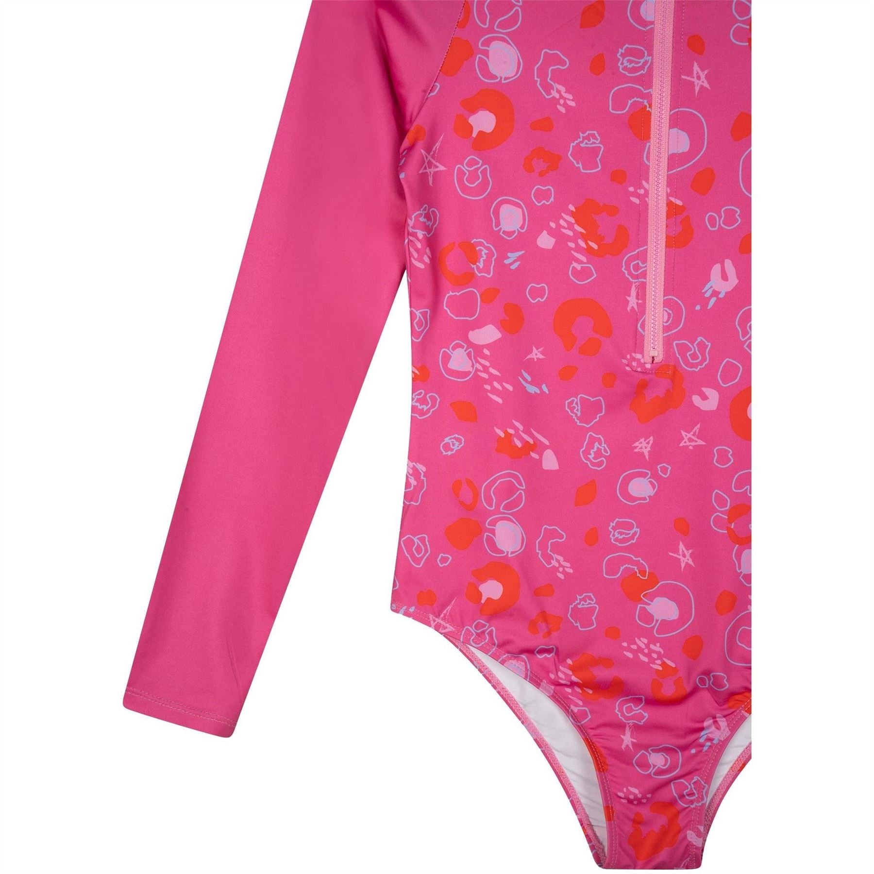 Hype Leopard Patterned Zipper Swimsuit