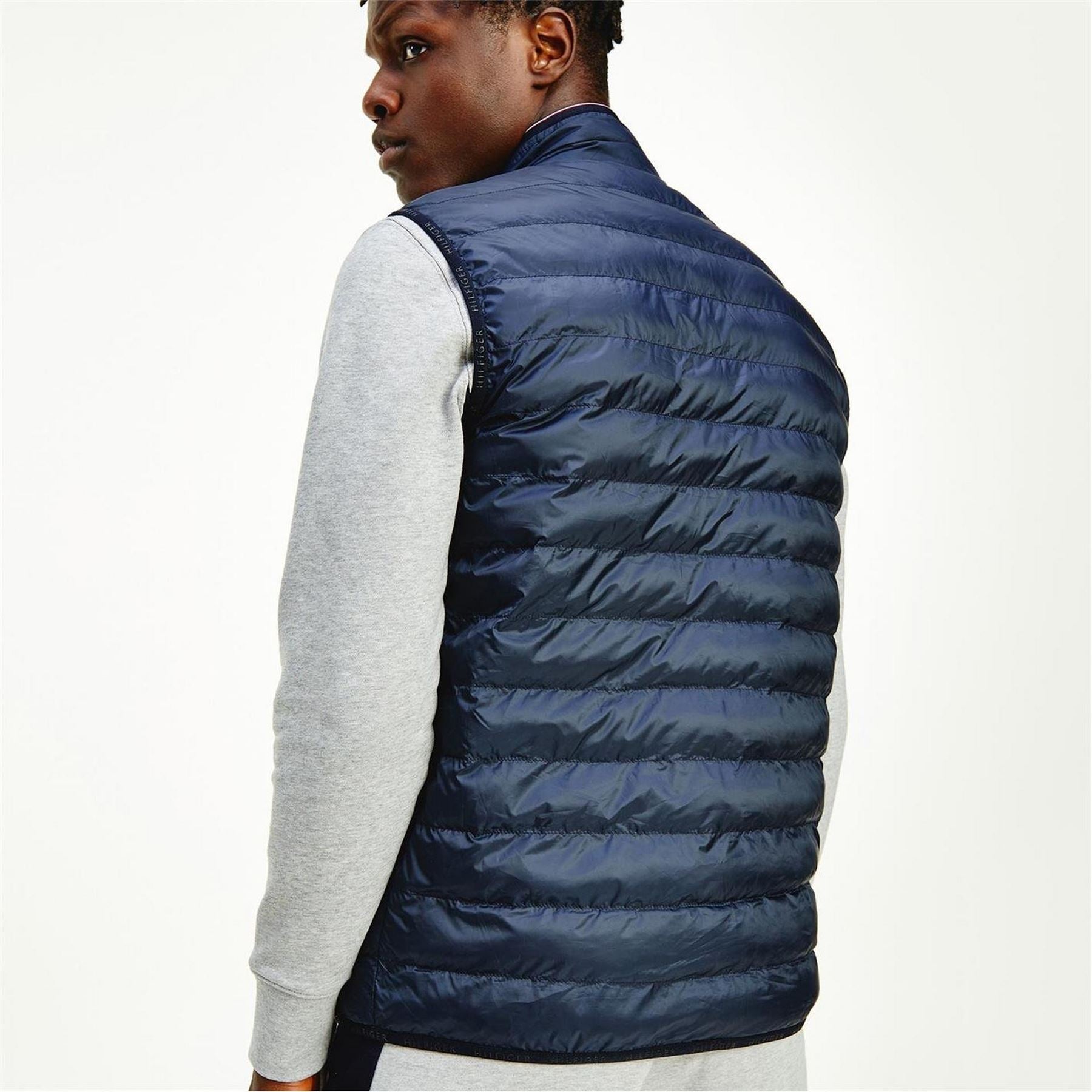 Tommy Hilfiger Duck Down Sleeveless Funnel Neck Zip Short Puffer Jacket
