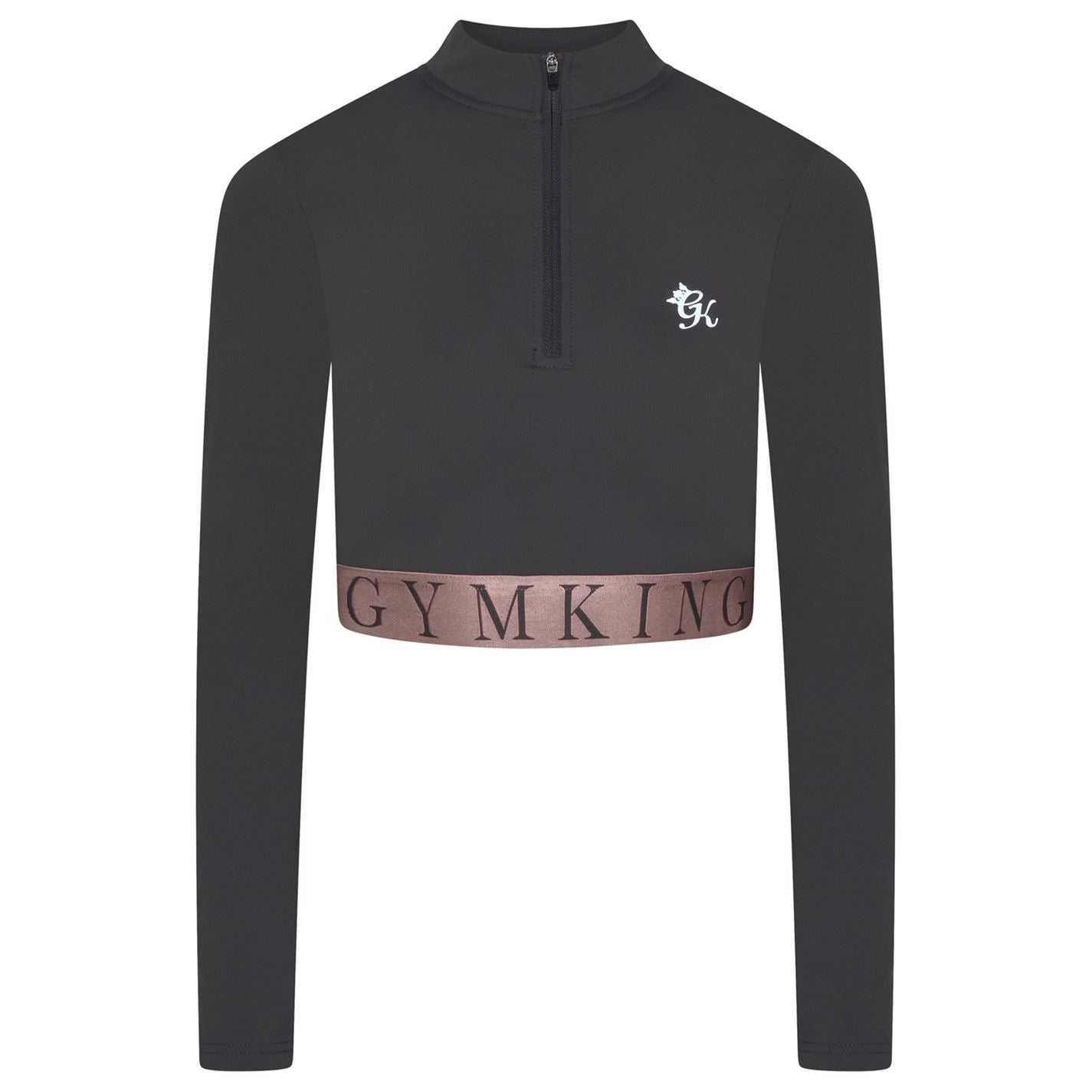 Gym King Impact Quarter Zip Funnel Black Crop Top