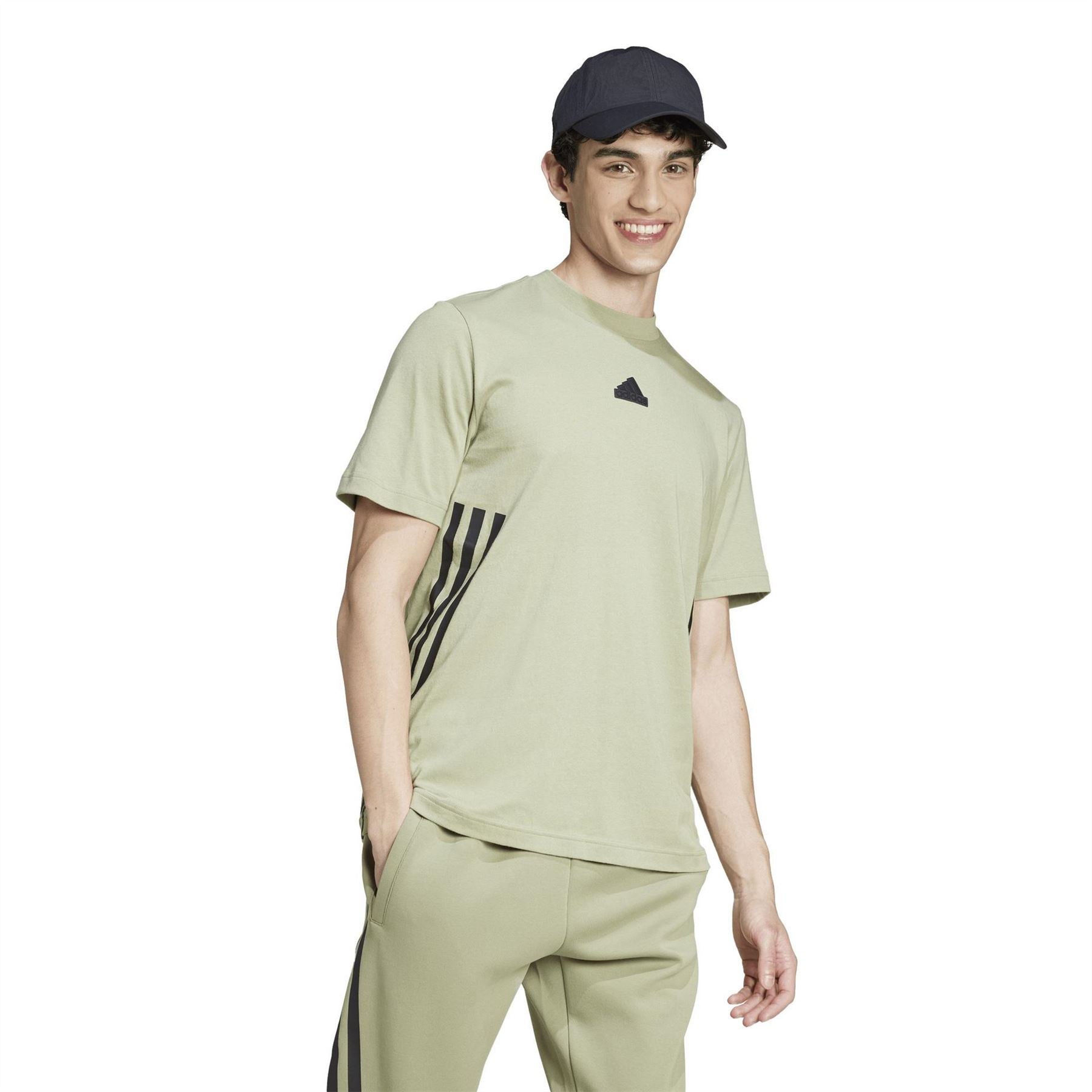 adidas Crew Neck Short Sleeve Jersey T-Shirt with Side Stripes