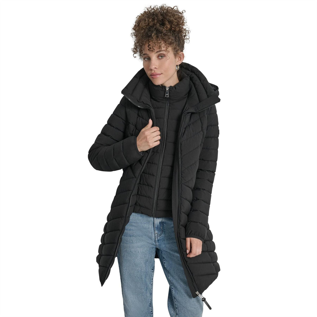DKNY Double Zipped Medium Puffer Jacket