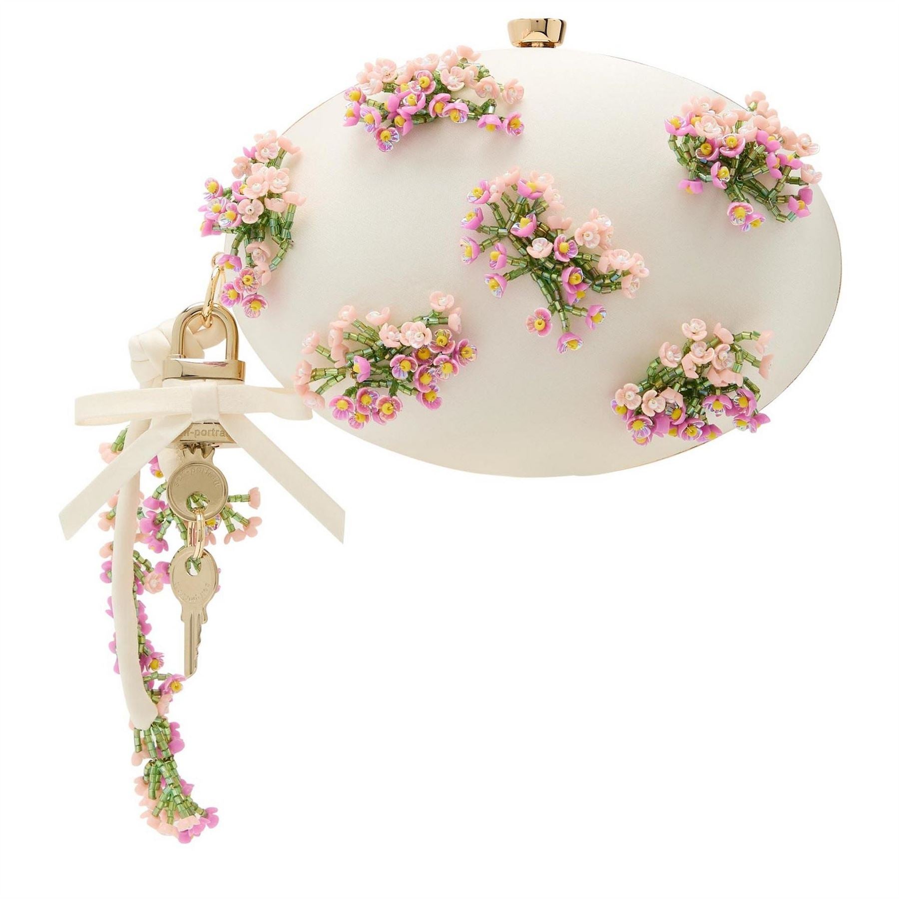 Self Portrait Satin Floral Beaded Oval