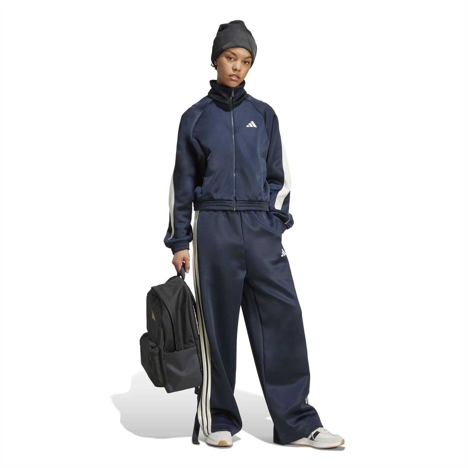 adidas Solid Patterned Zip Neck Track Jacket
