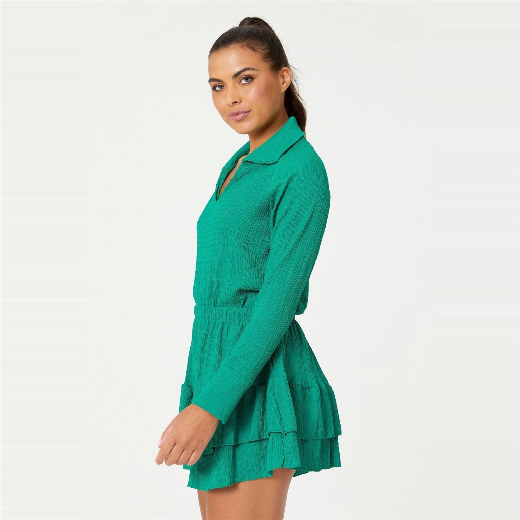 Be You Womens Collar Top And Shorts Set