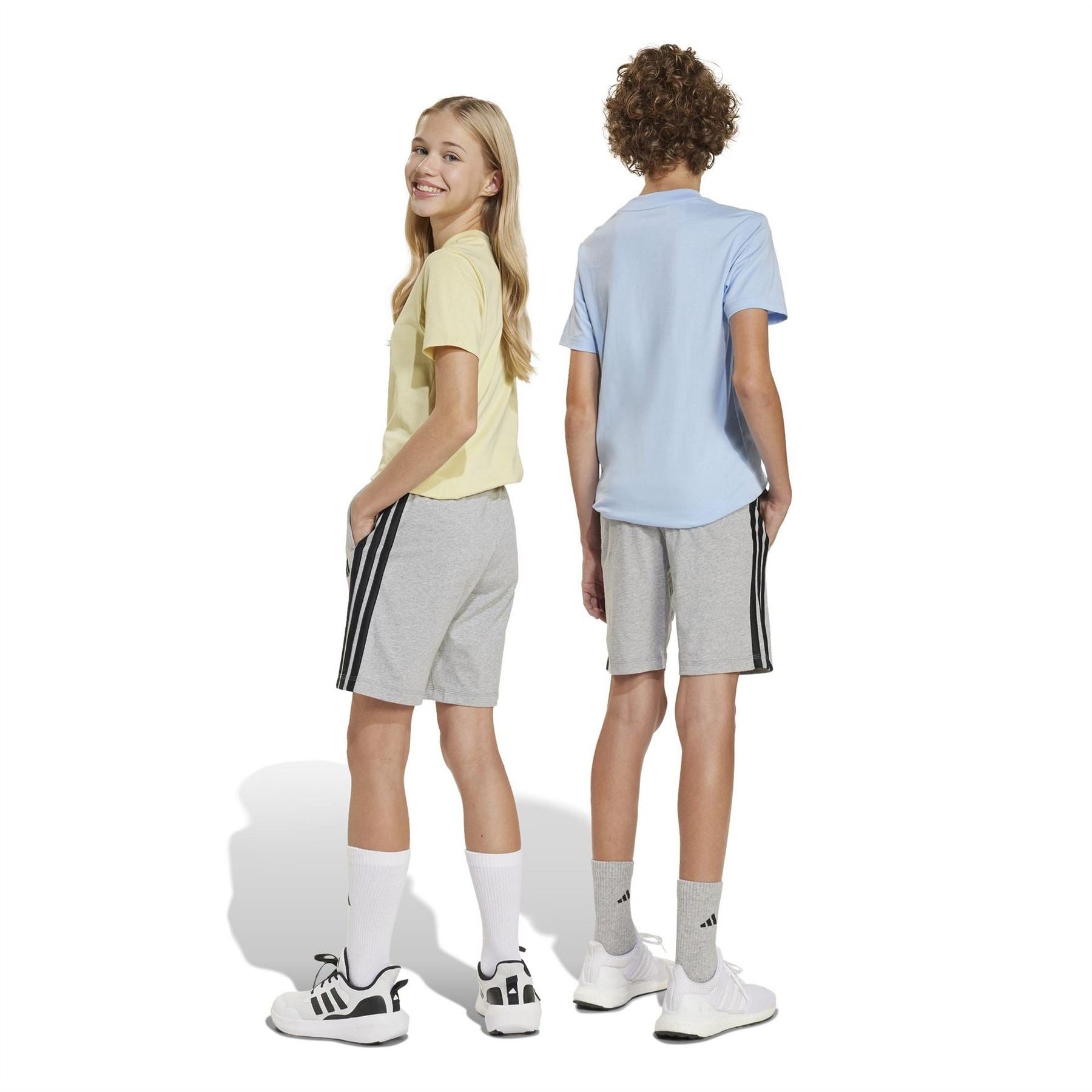 adidas Essentials 3 Stripe Jersey Short Juniors