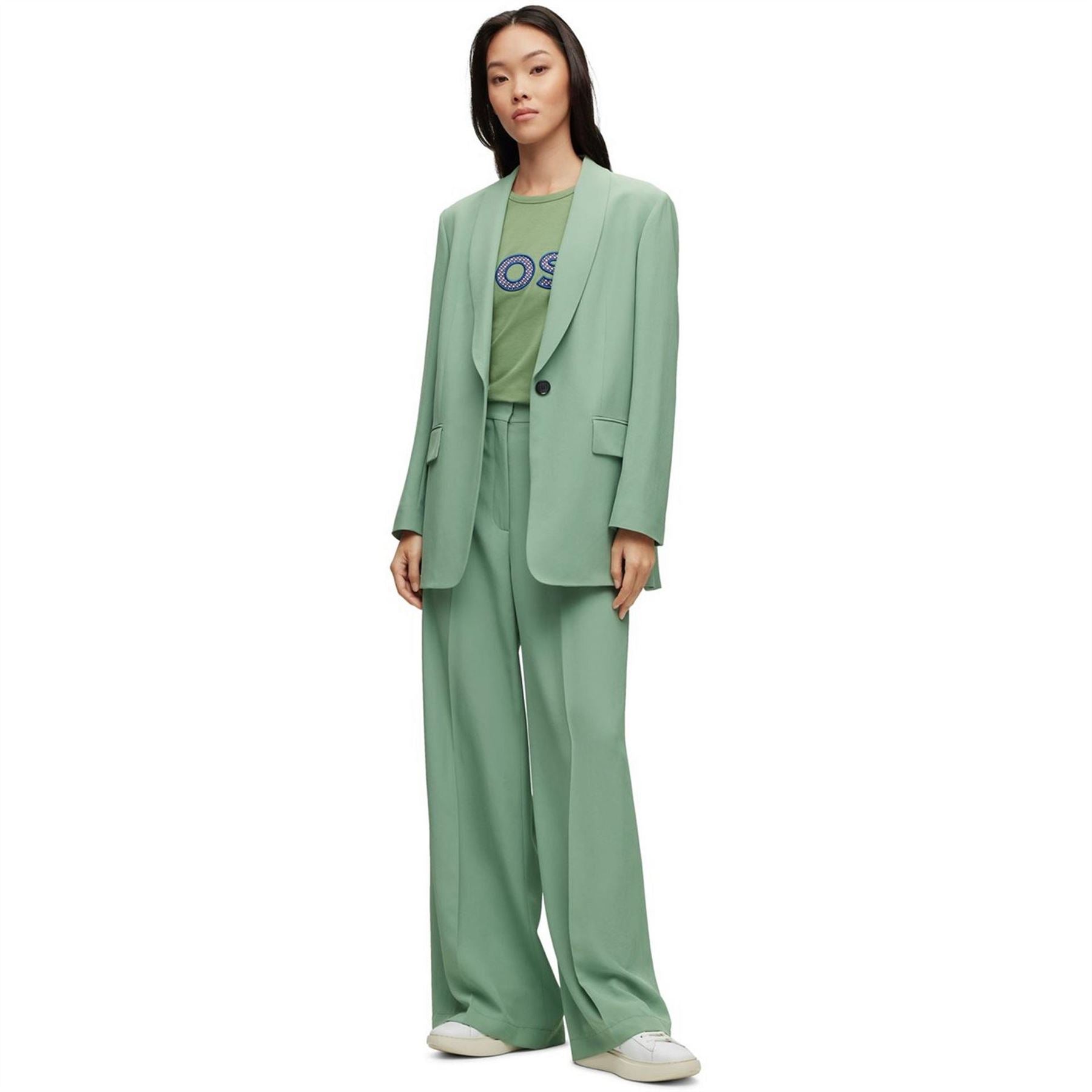 Boss Tikela Solid Patterned Wide Leg Trousers