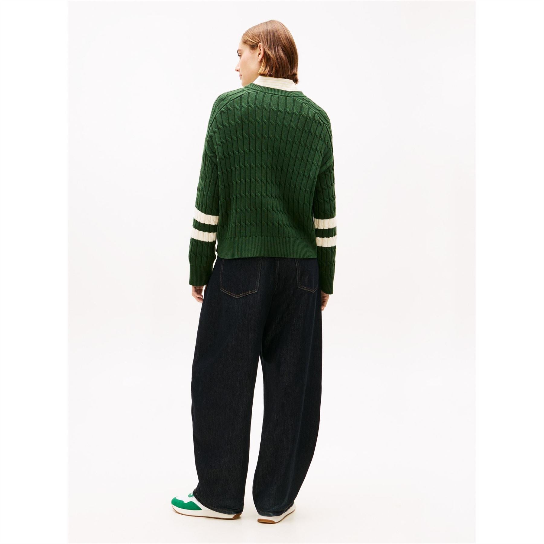 Tommy Hilfiger Embroidered Signature Print Crew Neck Long Sleeve Sweater