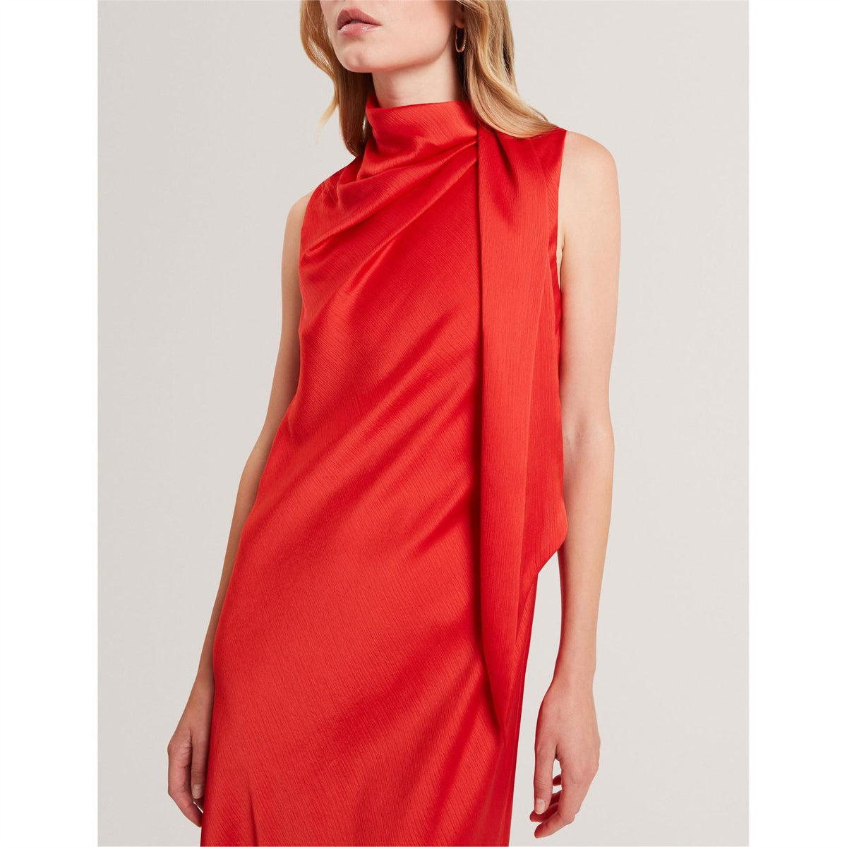 Ted Baker Tie Neck Sleeveless Midi Sheath Dress