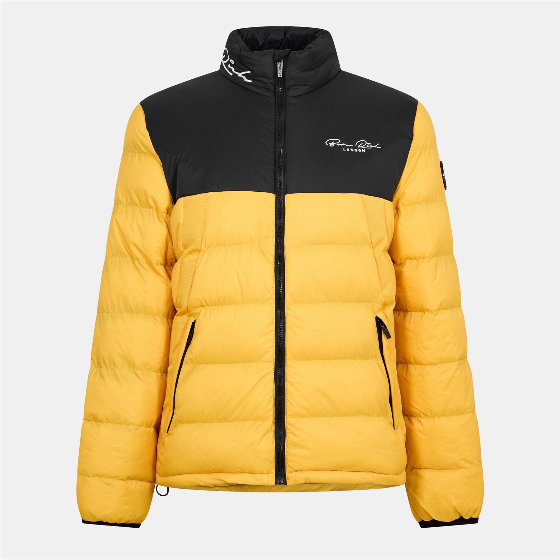 Born Rich Lydn Solid Patterned Puffer Jacket with Zipped Pocket