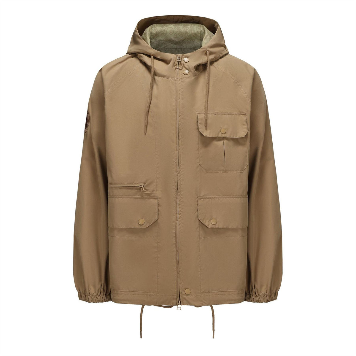 Pretty Green Hooded Drawstring Solid Patterned Field Parka Coat