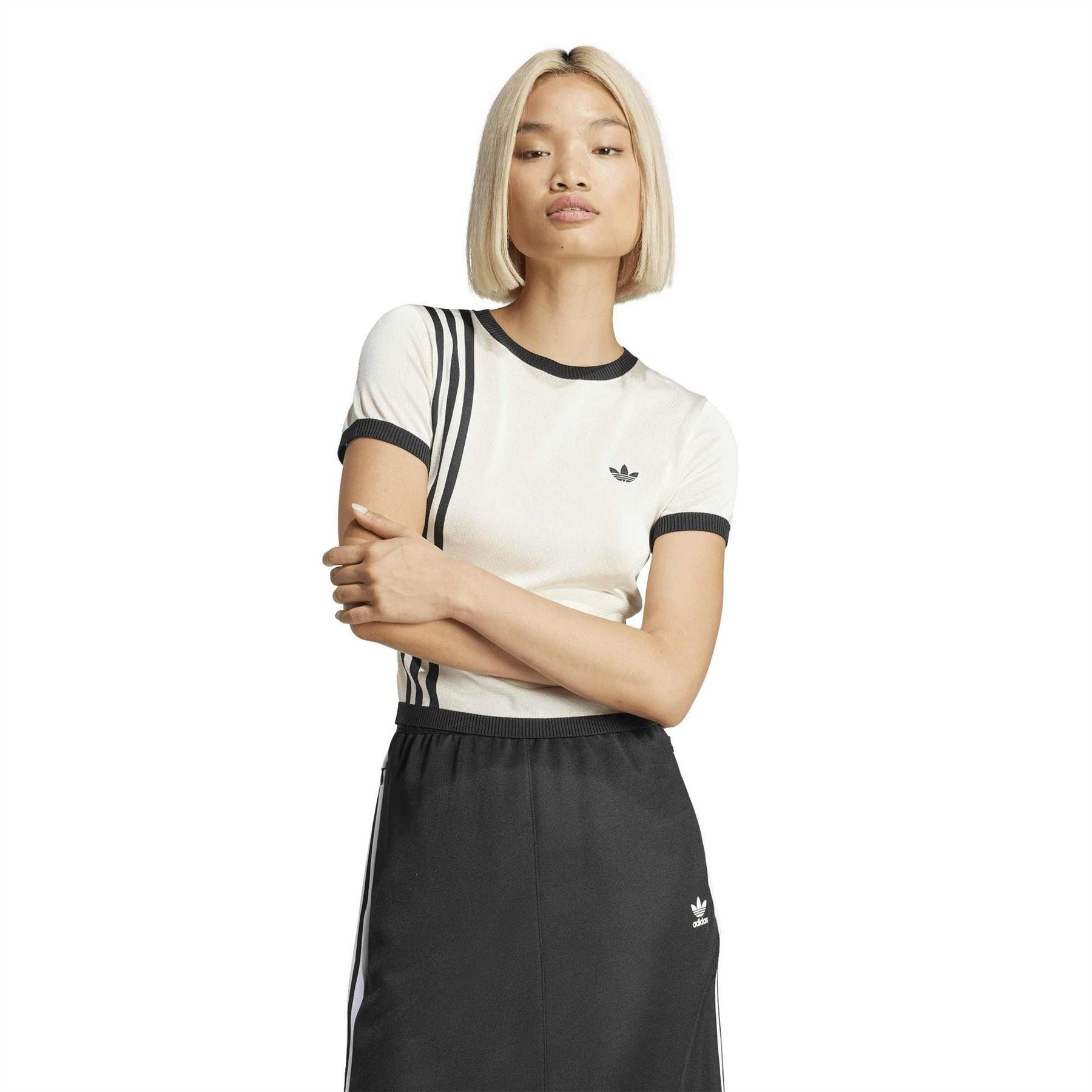 adidas Ribbed Collar Crew Neck Short Sleeve Jersey T-Shirt