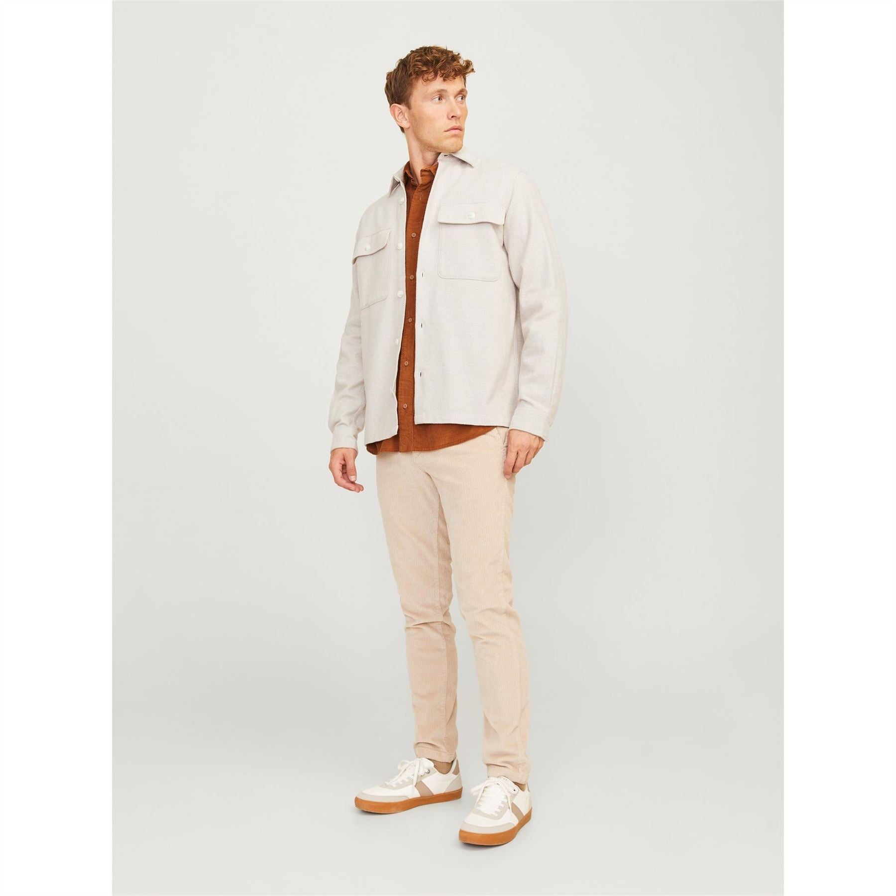 Jack and Jones Solid Patterned Chest Pocket Overshirt