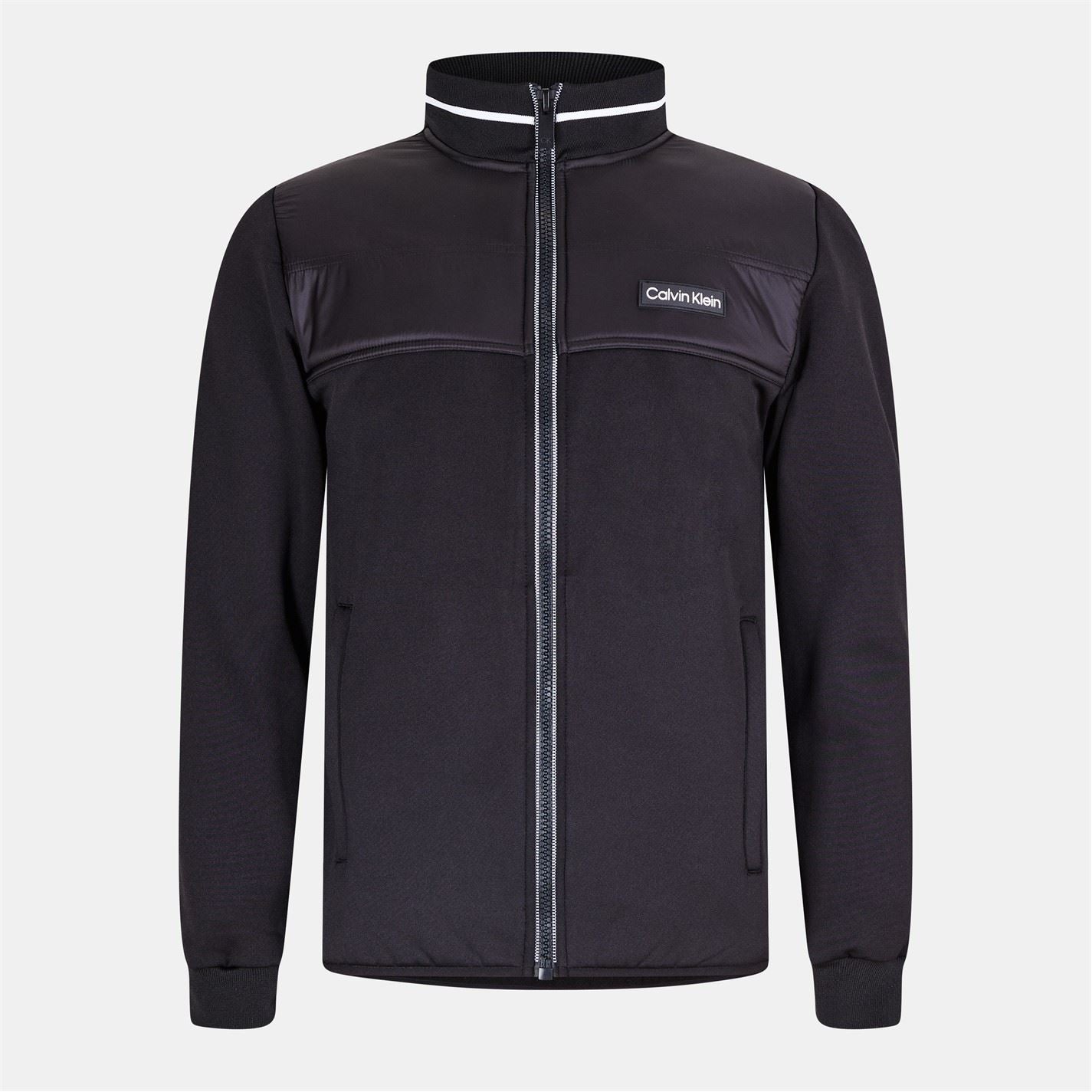 Calvin Klein Golf Solid Patterned Full Zipper Ribbed Cuff Track Jacket