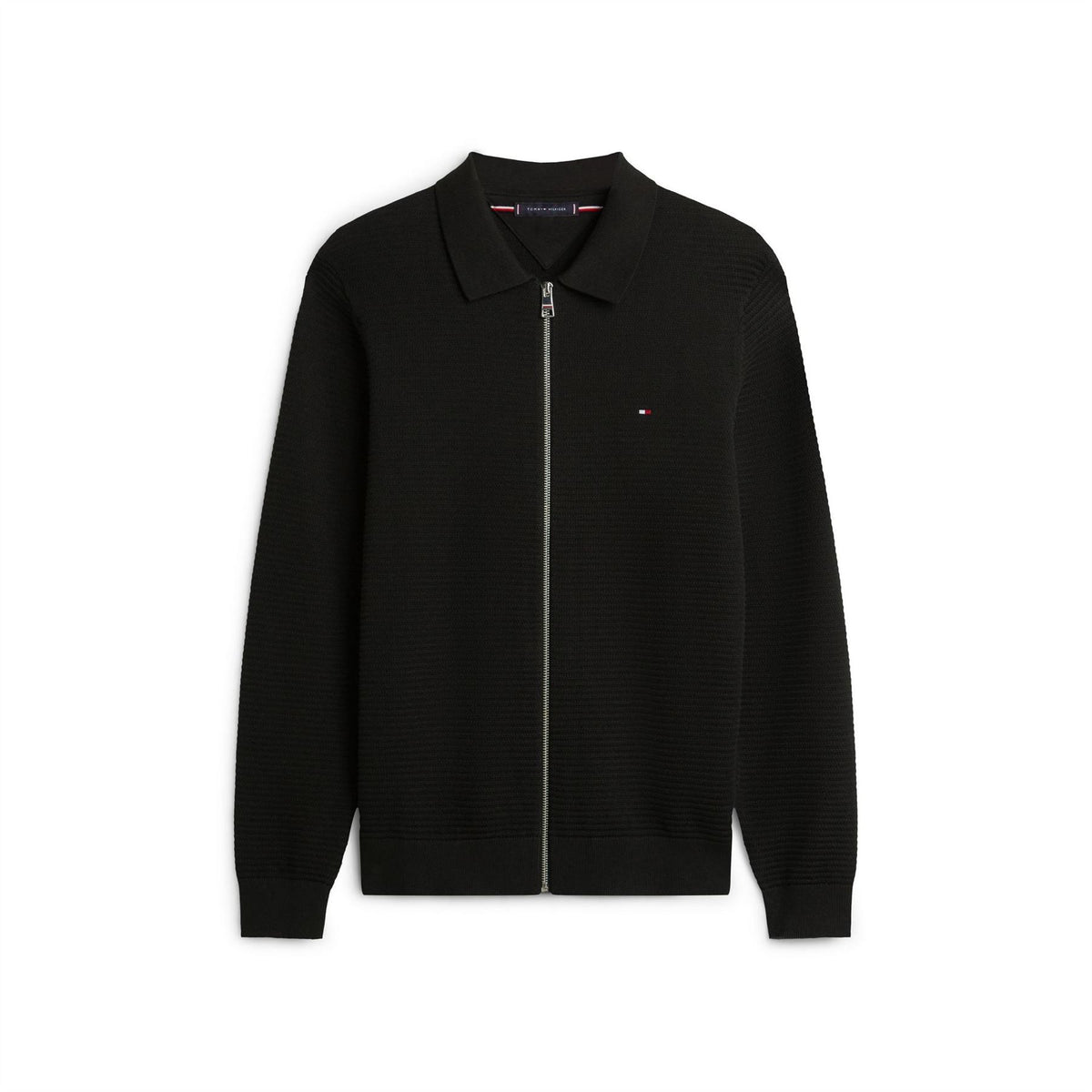 Tommy Hilfiger Textured Full Zipper Zipped Pocket Ribbed Cuff Jacket