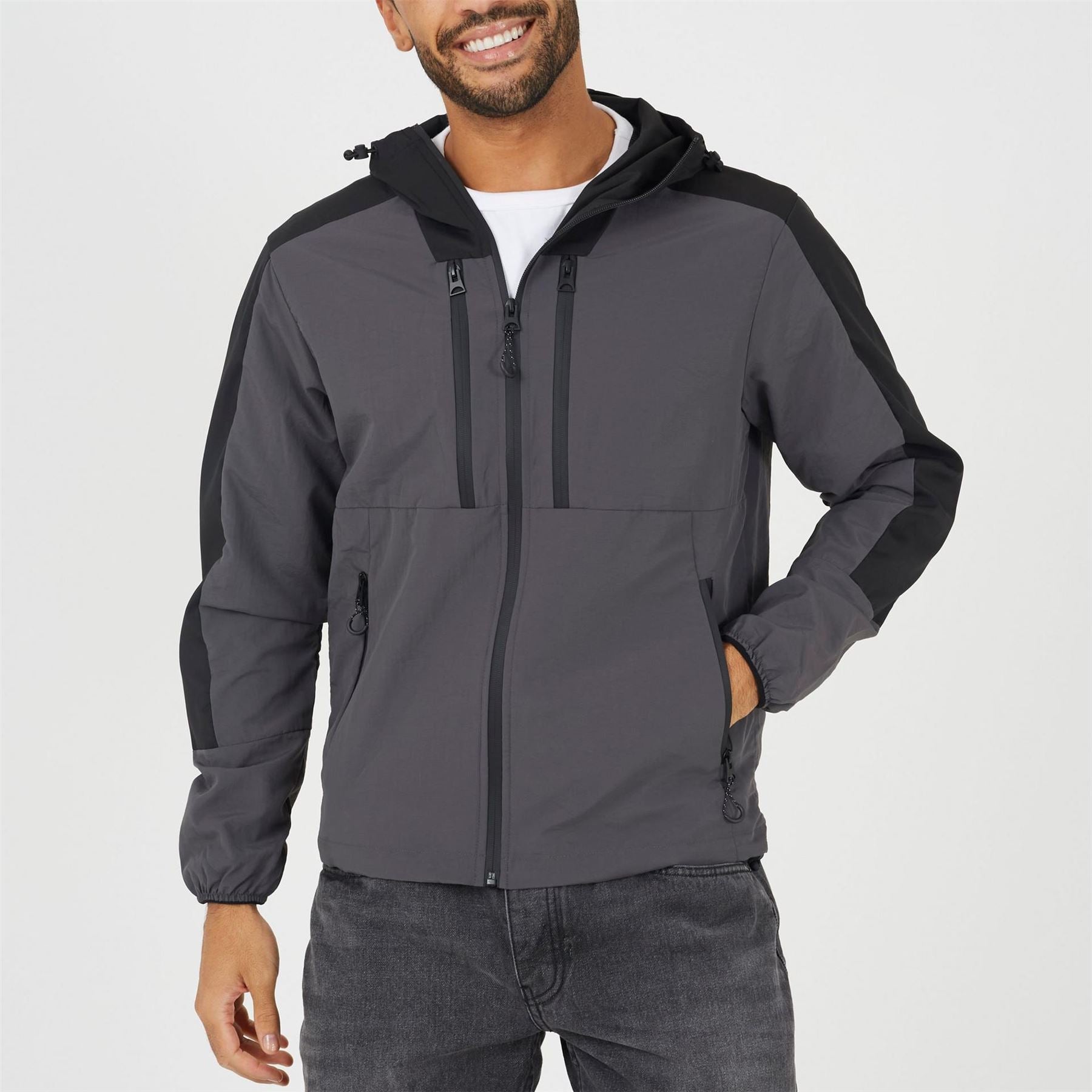 Brave Soul Colour Block Windrunner Windbreaker